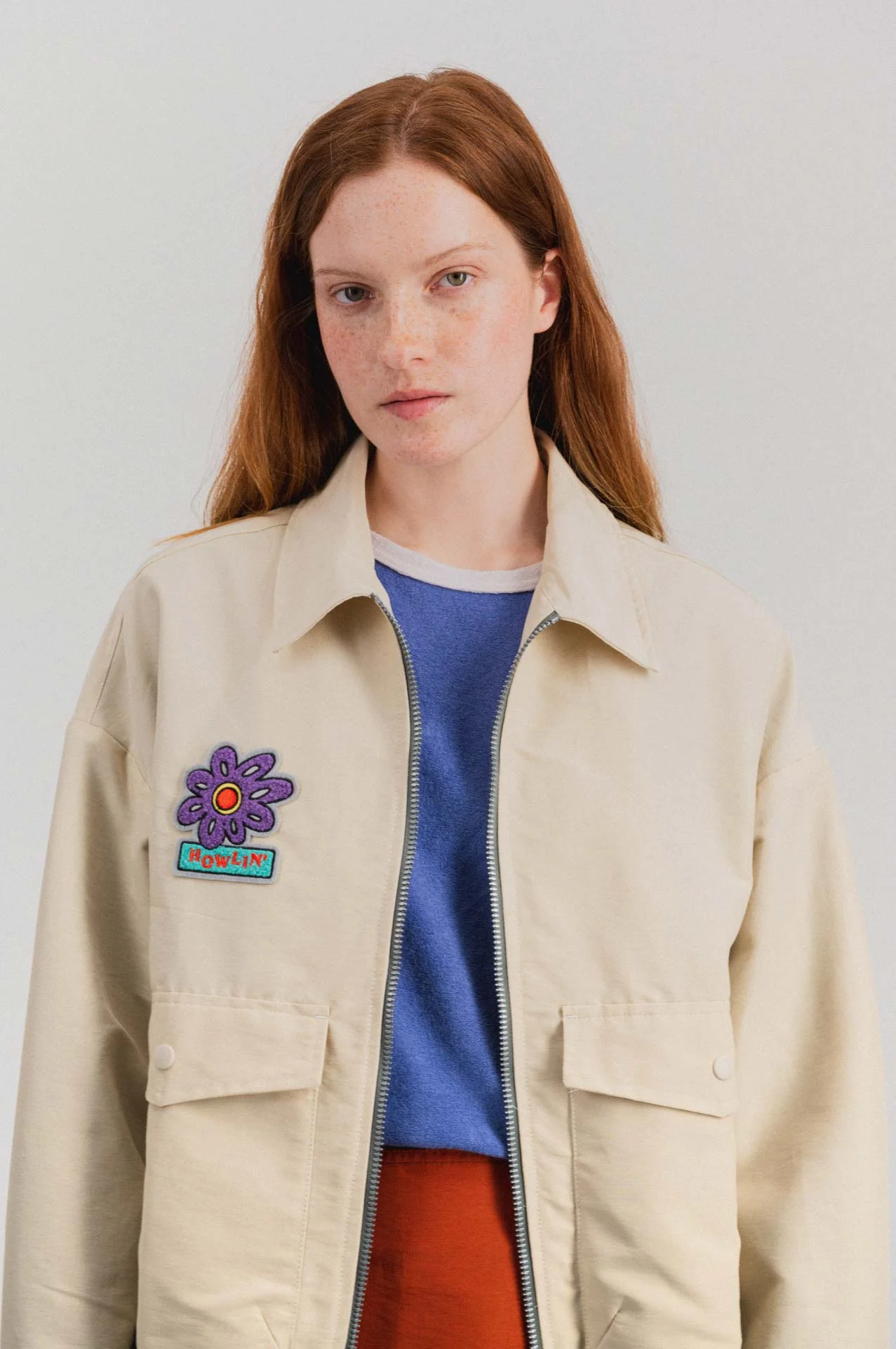 Boxy Swing Jacket For Women - Howlin’ Flower - Cream (Women)