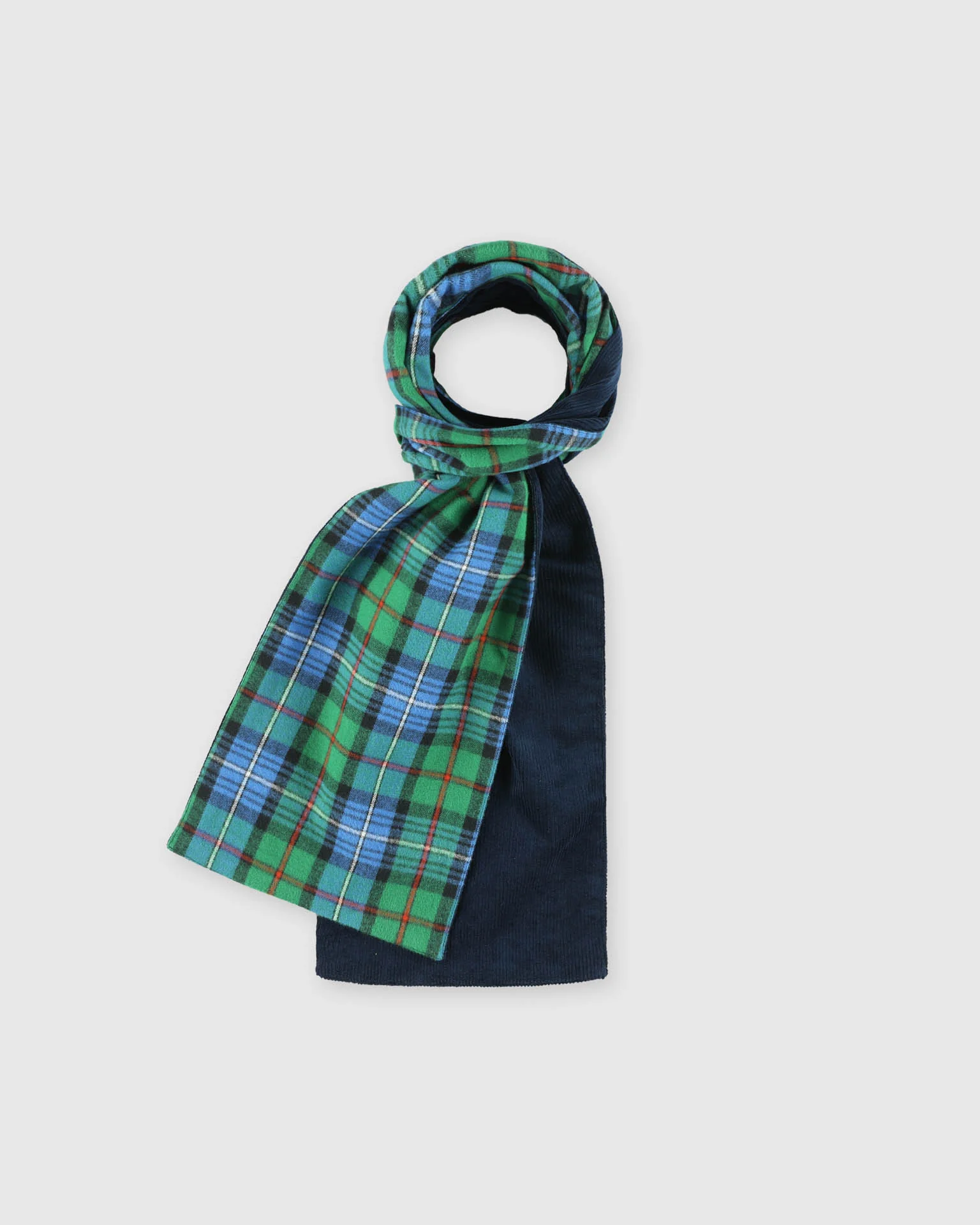 Cord and Woven Scarf - Blue Mix