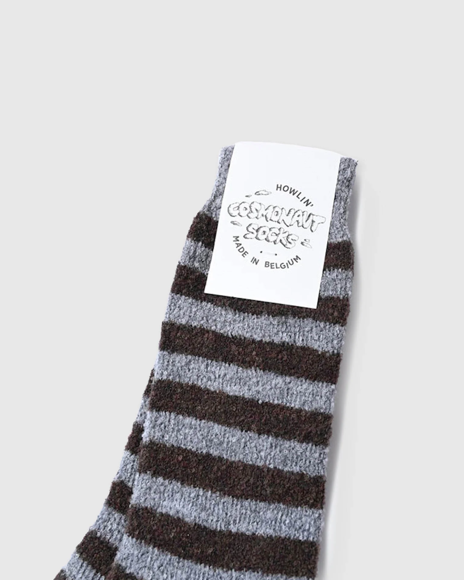 Cosmonaut Socks - Light Grey / Brown
