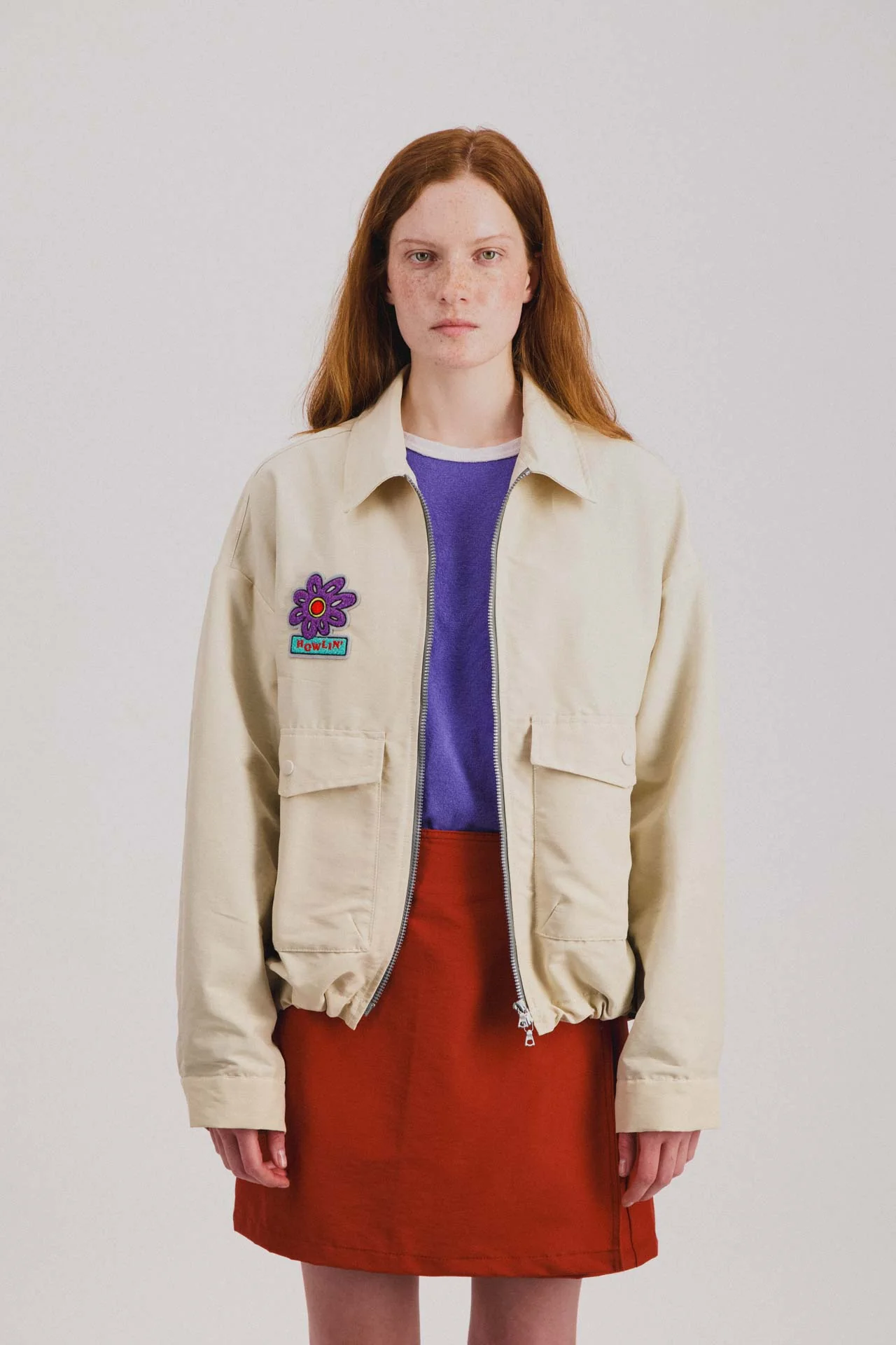 Boxy Swing Jacket For Women - Howlin’ Flower - Cream (Women)