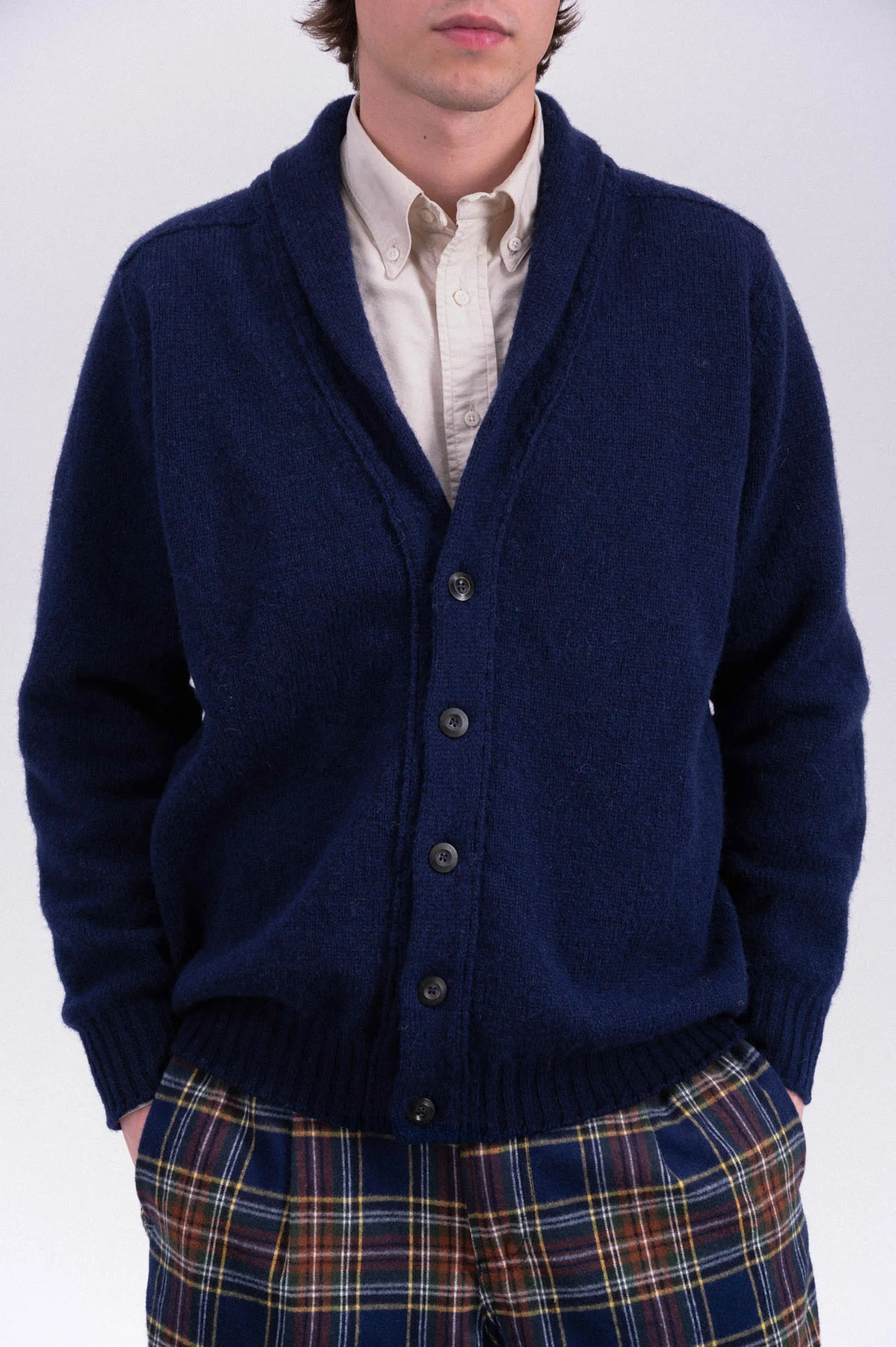 Shaggy Bear - Shawl Cardigan - Deep Blue