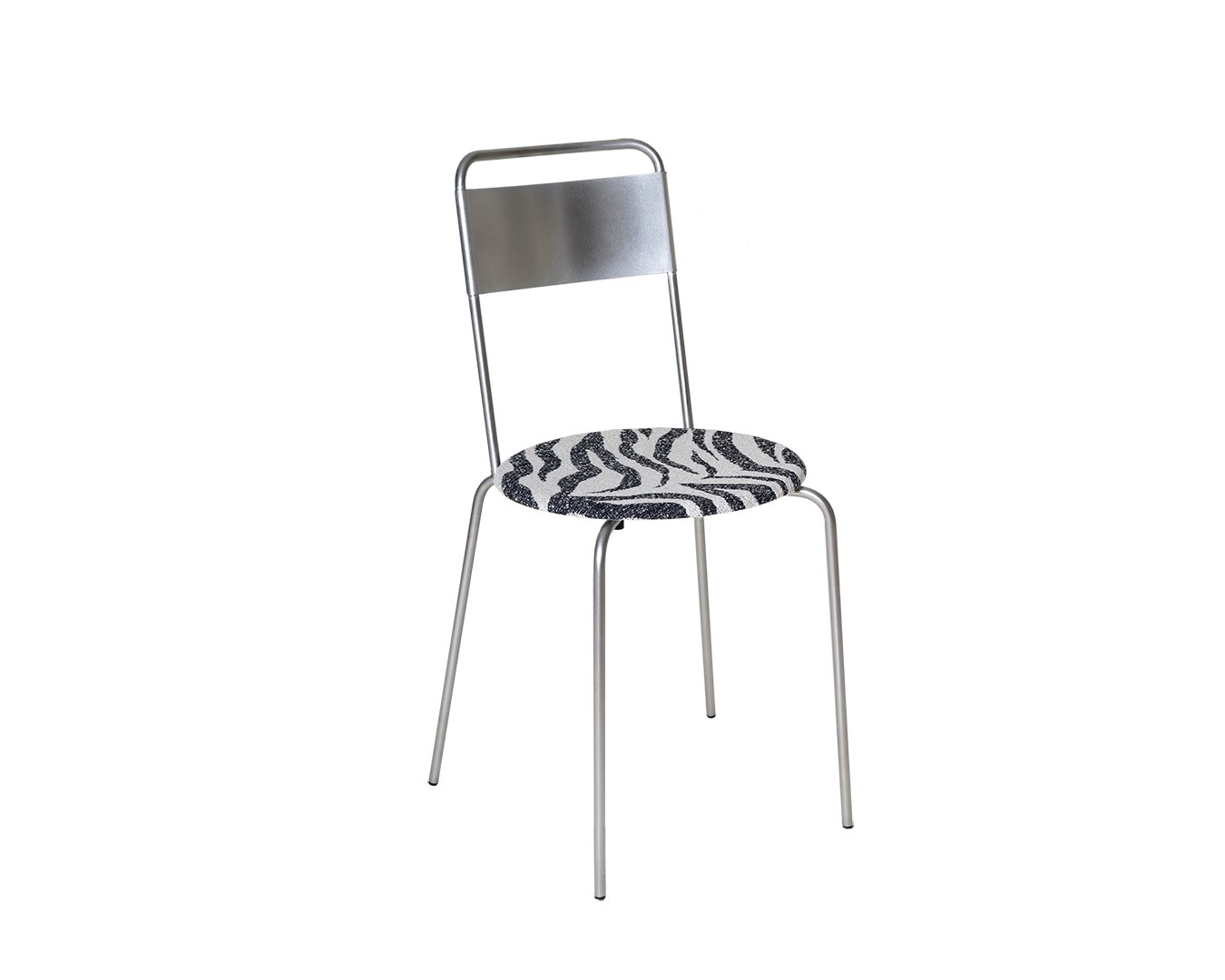 Petit Rond Chair | Stainless Steel / Zebra Fabric