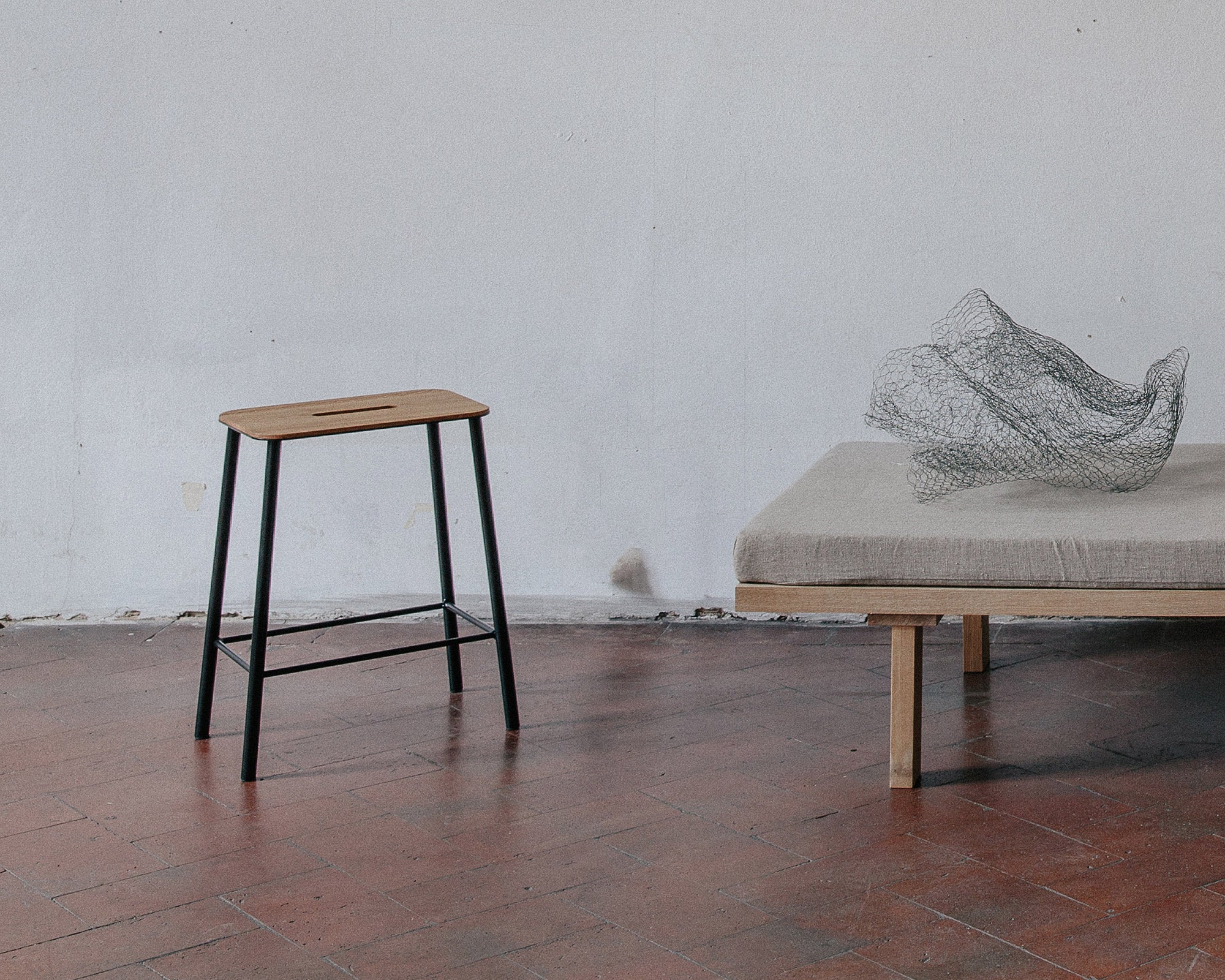 Adam Stool | Black / Oak | H50