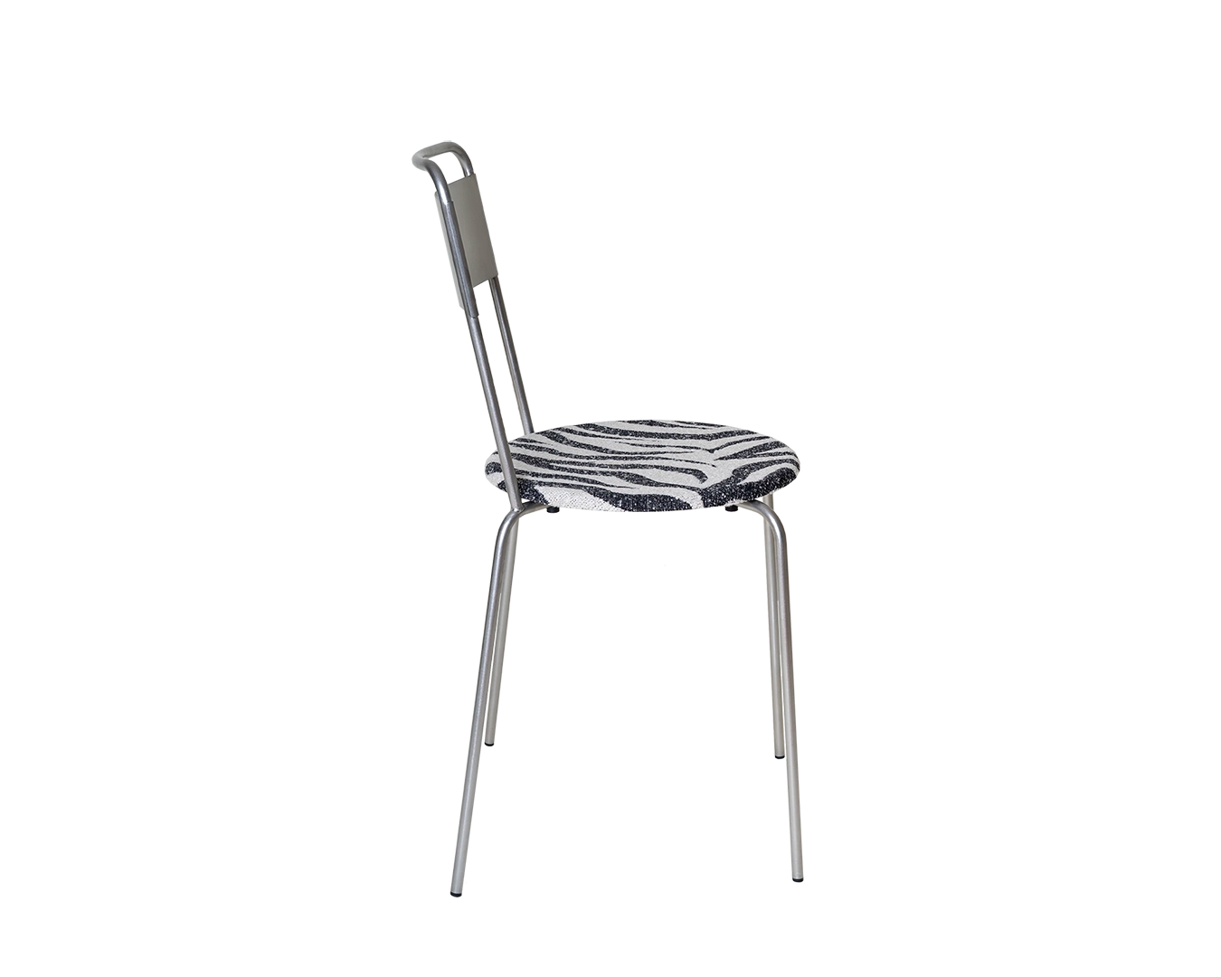 Petit Rond Chair | Stainless Steel / Zebra Fabric