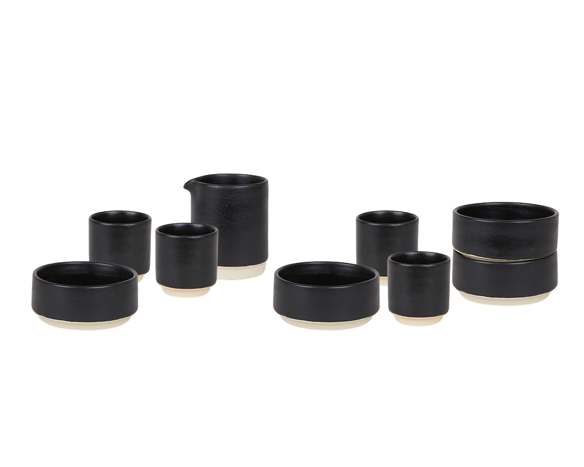 Otto Ceramic Tableware Set | Breakfast | Black
