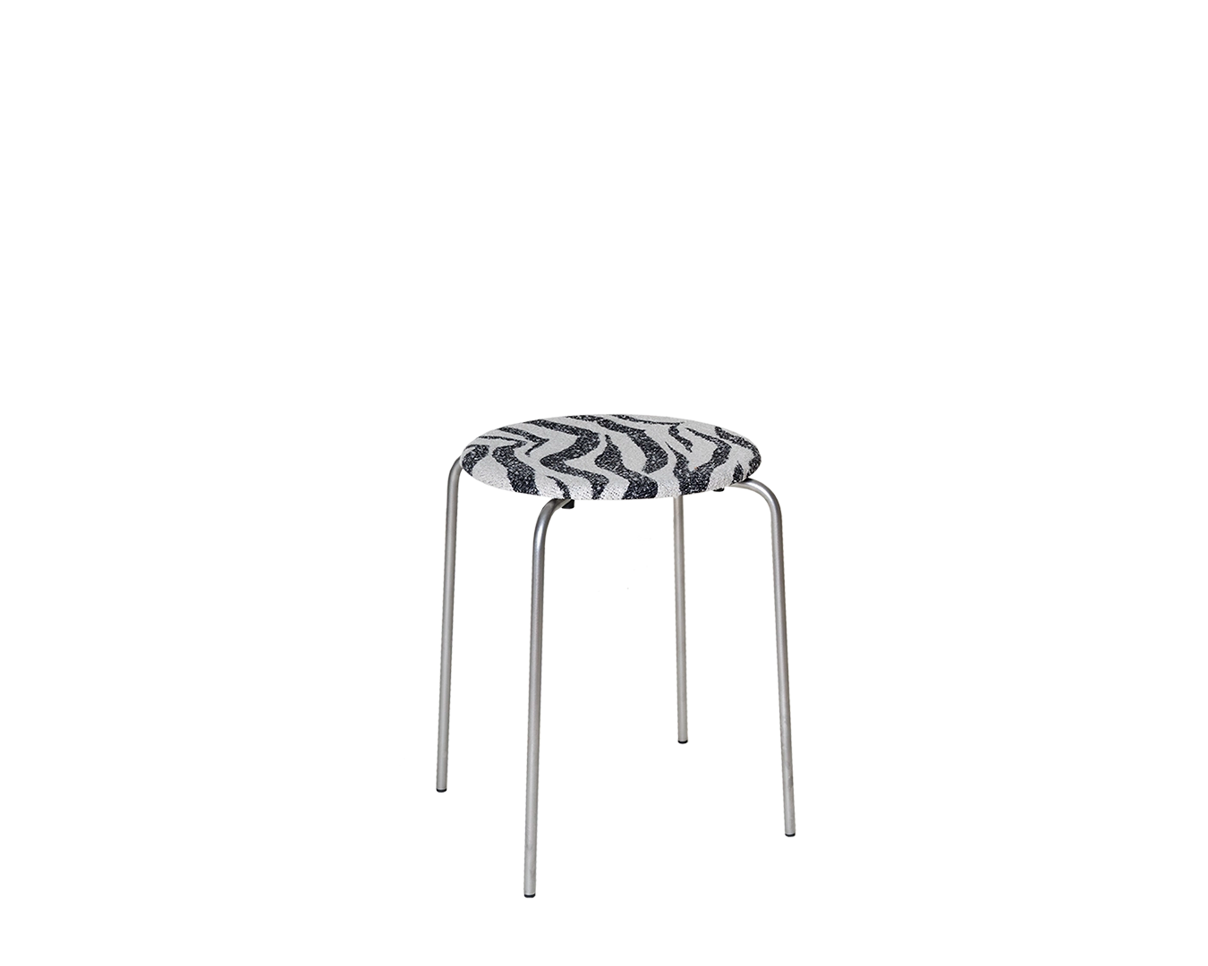 Petit Rond Stool | Stainless Steel / Zebra Fabric