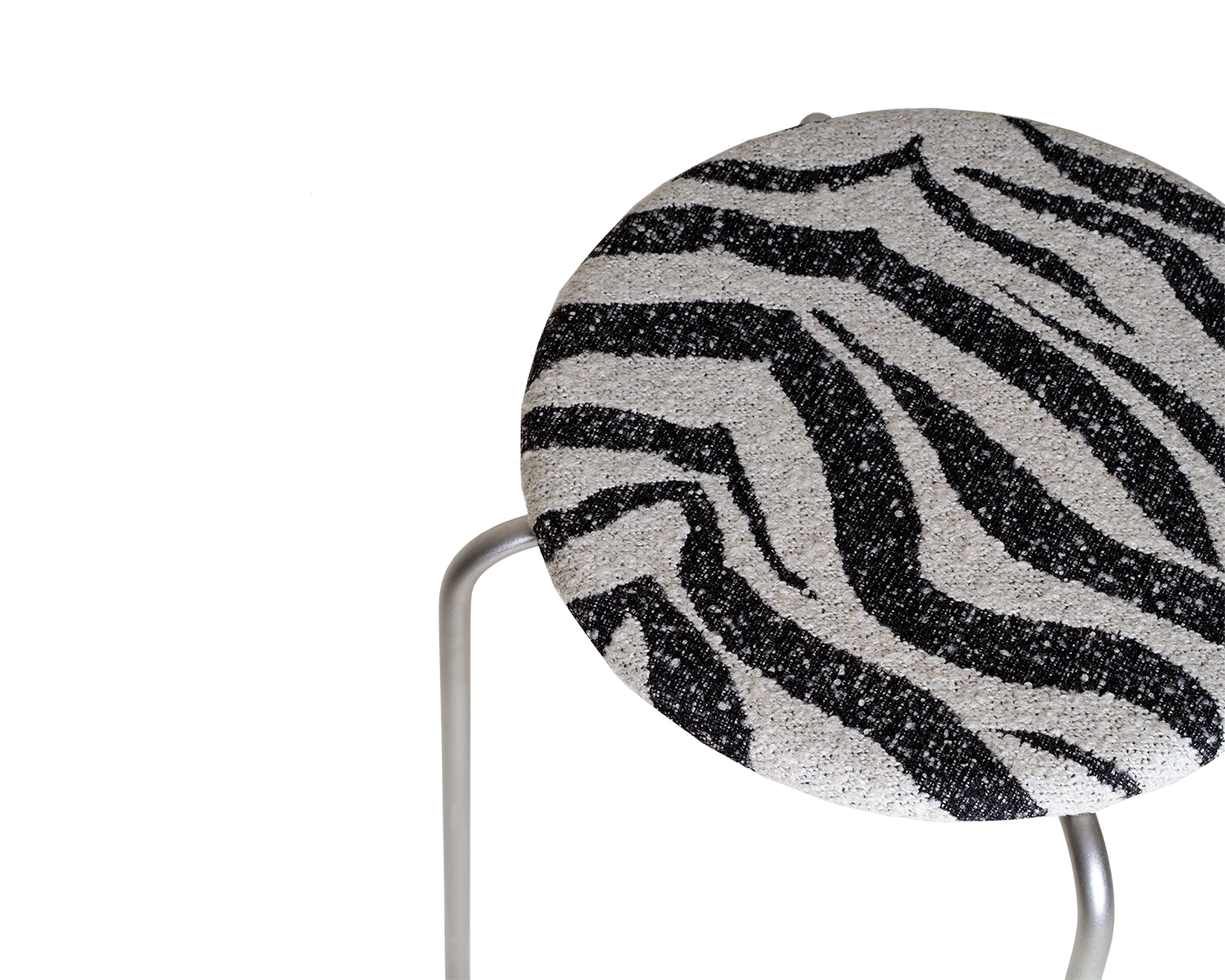 Petit Rond Stool | Stainless Steel / Zebra Fabric