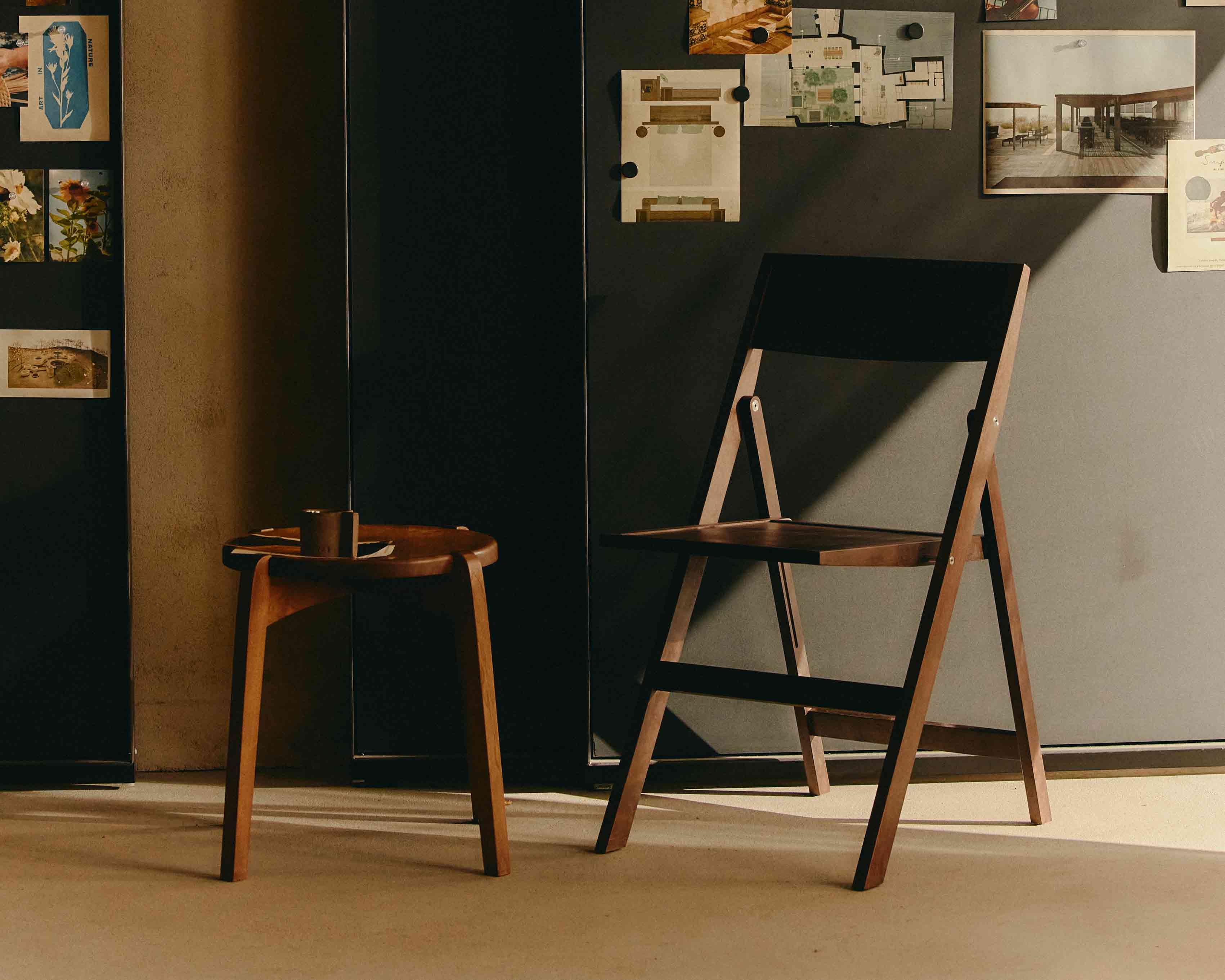 Folding Flat Chair | Dark Brown Birch