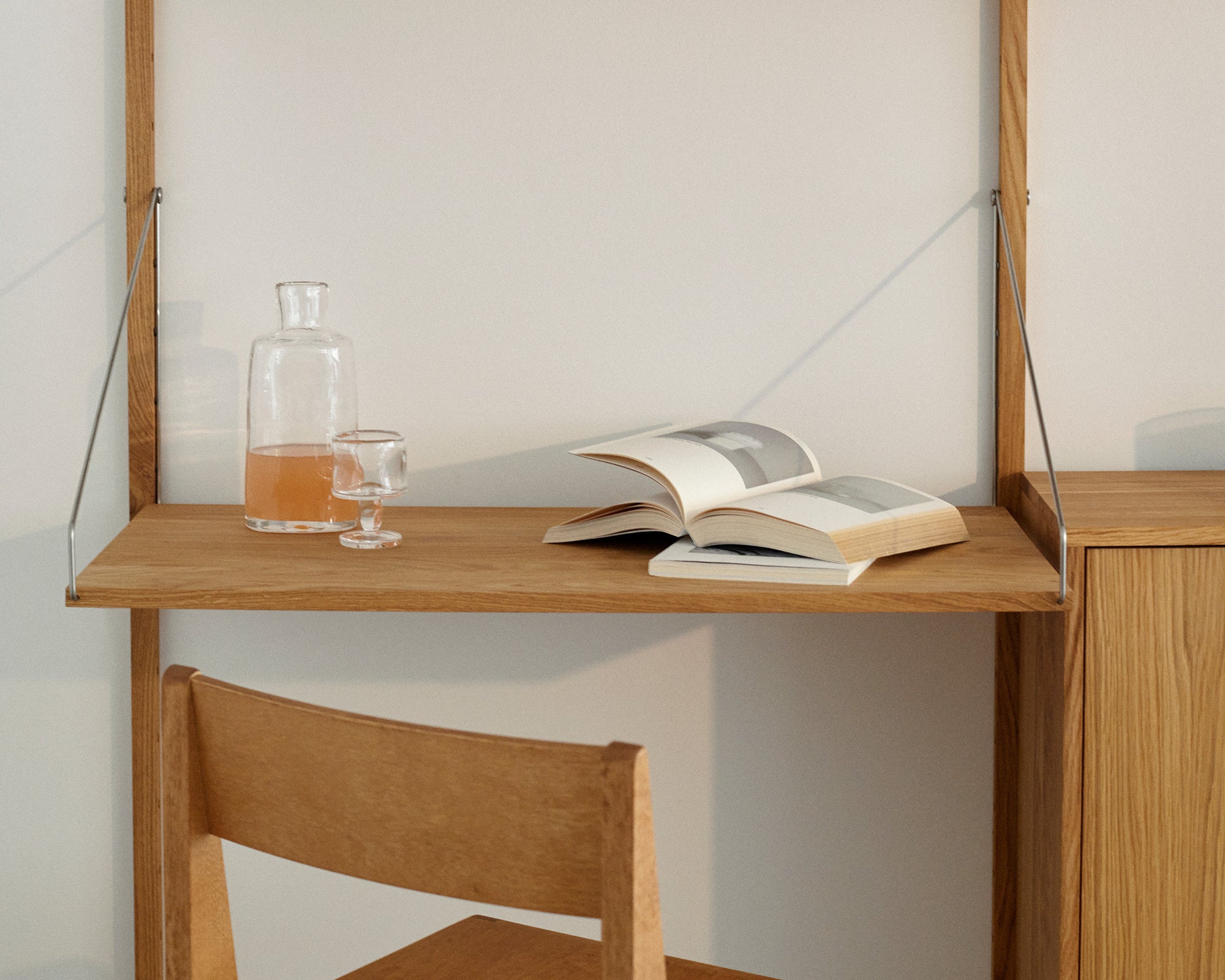 Library Desk Shelf | Natural Oak | D40 / W80