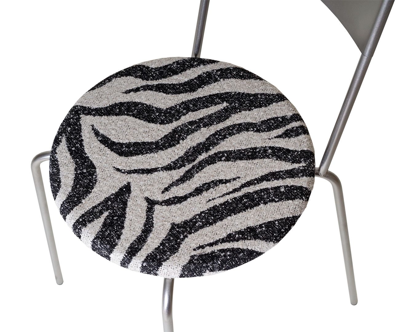 Petit Rond Chair | Stainless Steel / Zebra Fabric