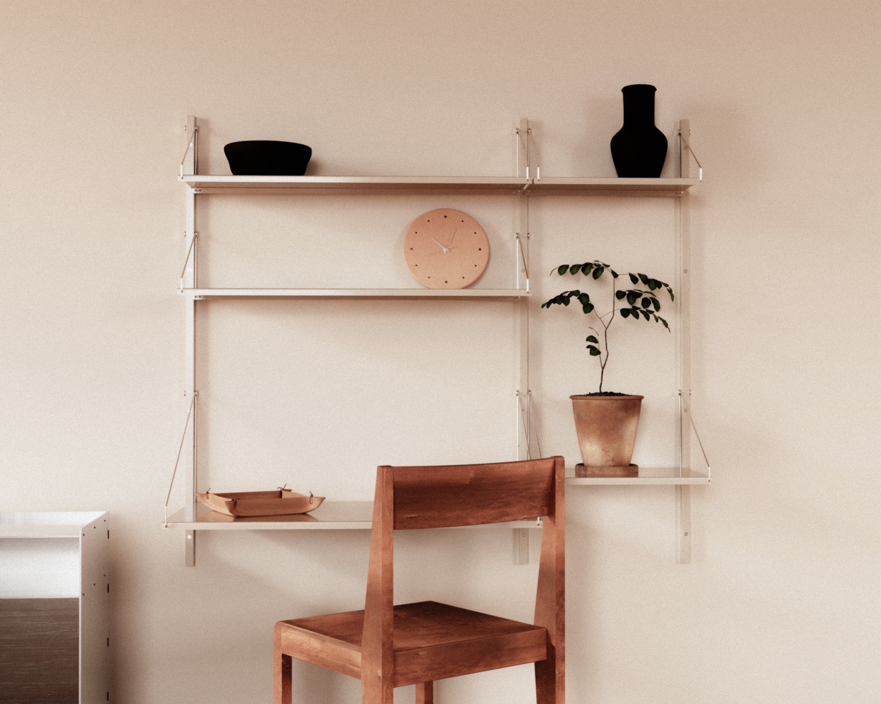 Library Desk Shelf | Warm White Steel | D40 / W80