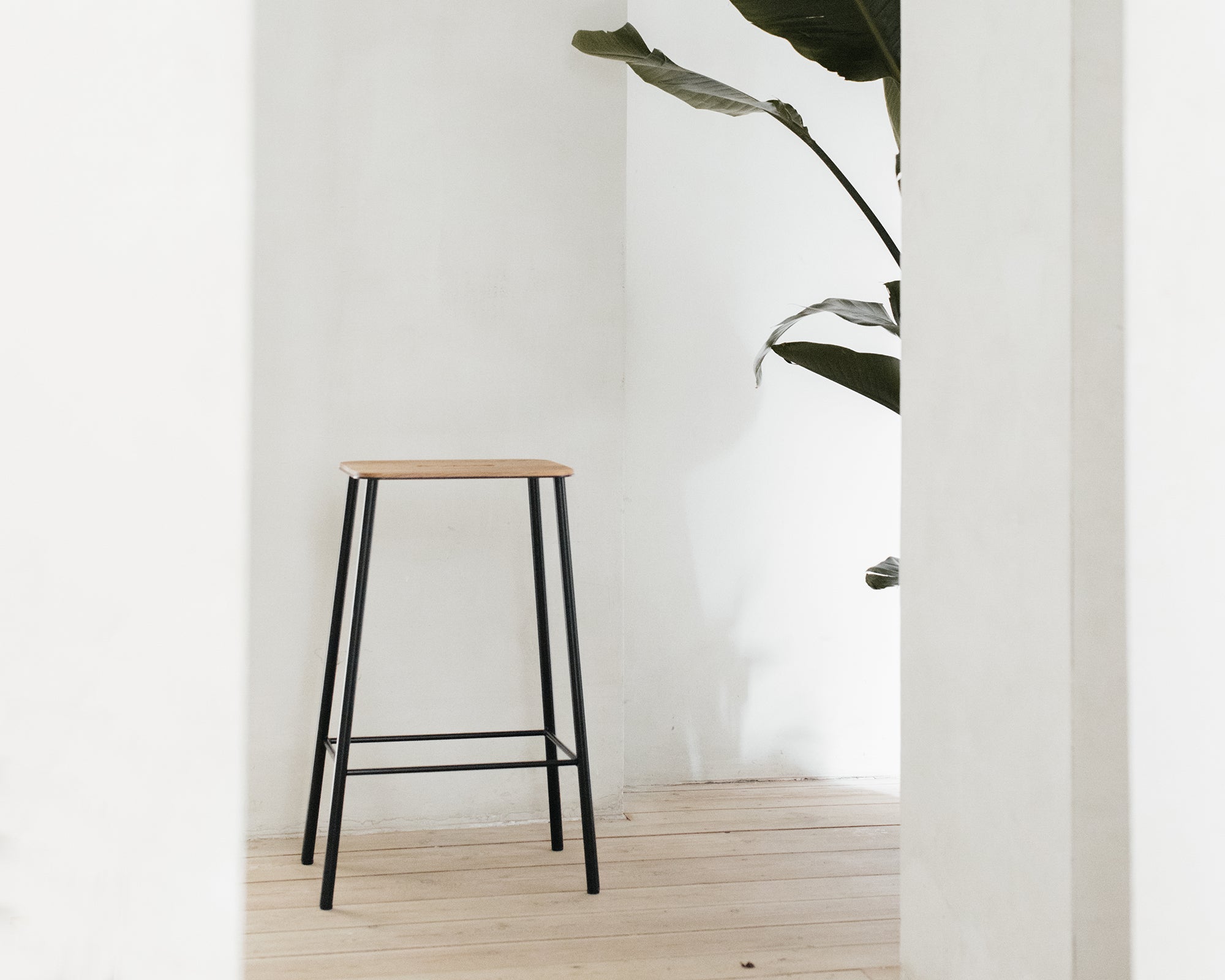 Adam Stool | Black / Oak | H65