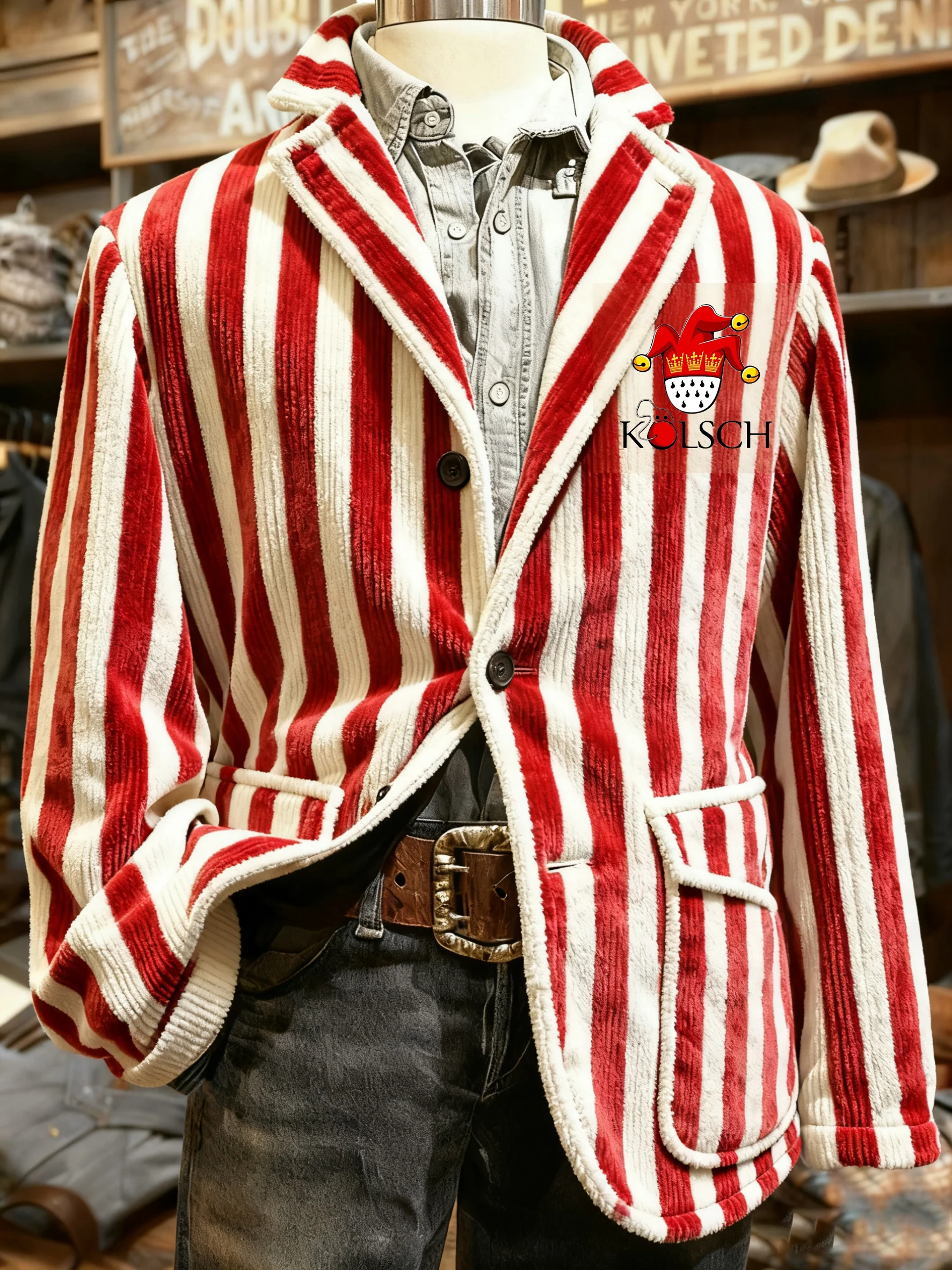 Herren Freizeitjacke aus Cord mit Kölner Karnevals-Print