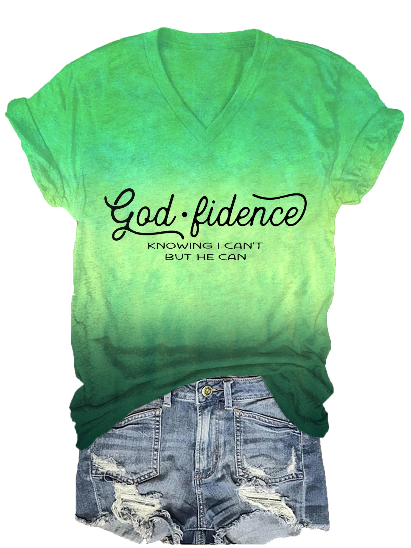 Damen-T-Shirt mit God Fidence-Aufdruck