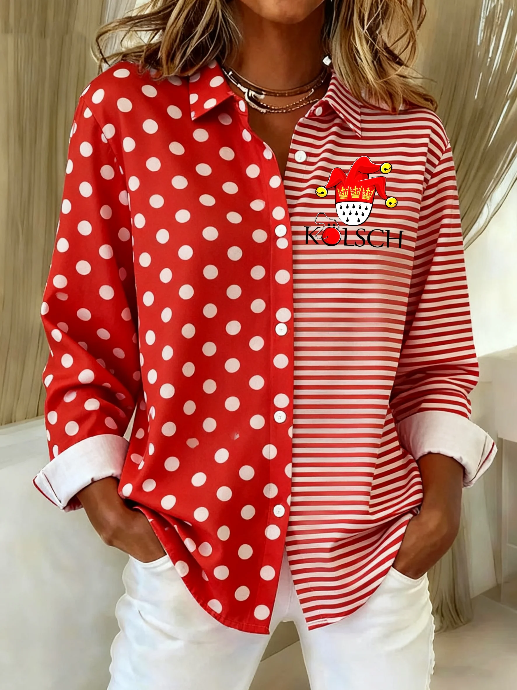 Langarmshirt mit Kölner Karnevals-Print für Damen