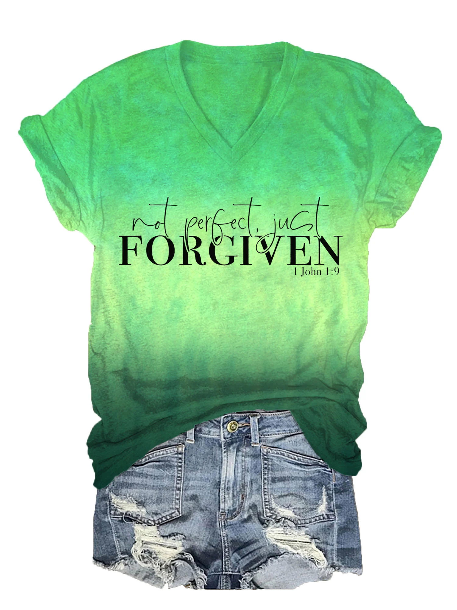 Damen-T-Shirt mit „Not Perfect Just Forgiven“-Aufdruck