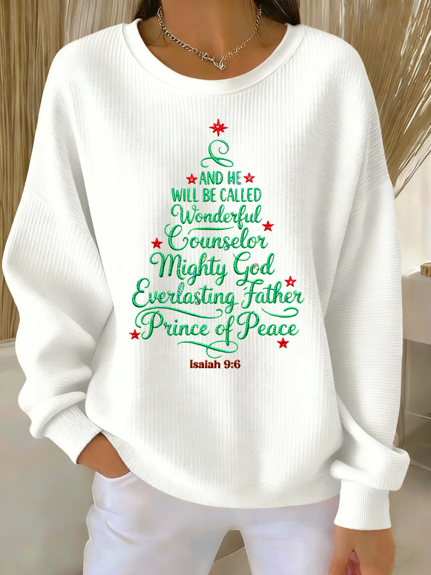 Women's Autumn Christmas Printed Crew Neck Top