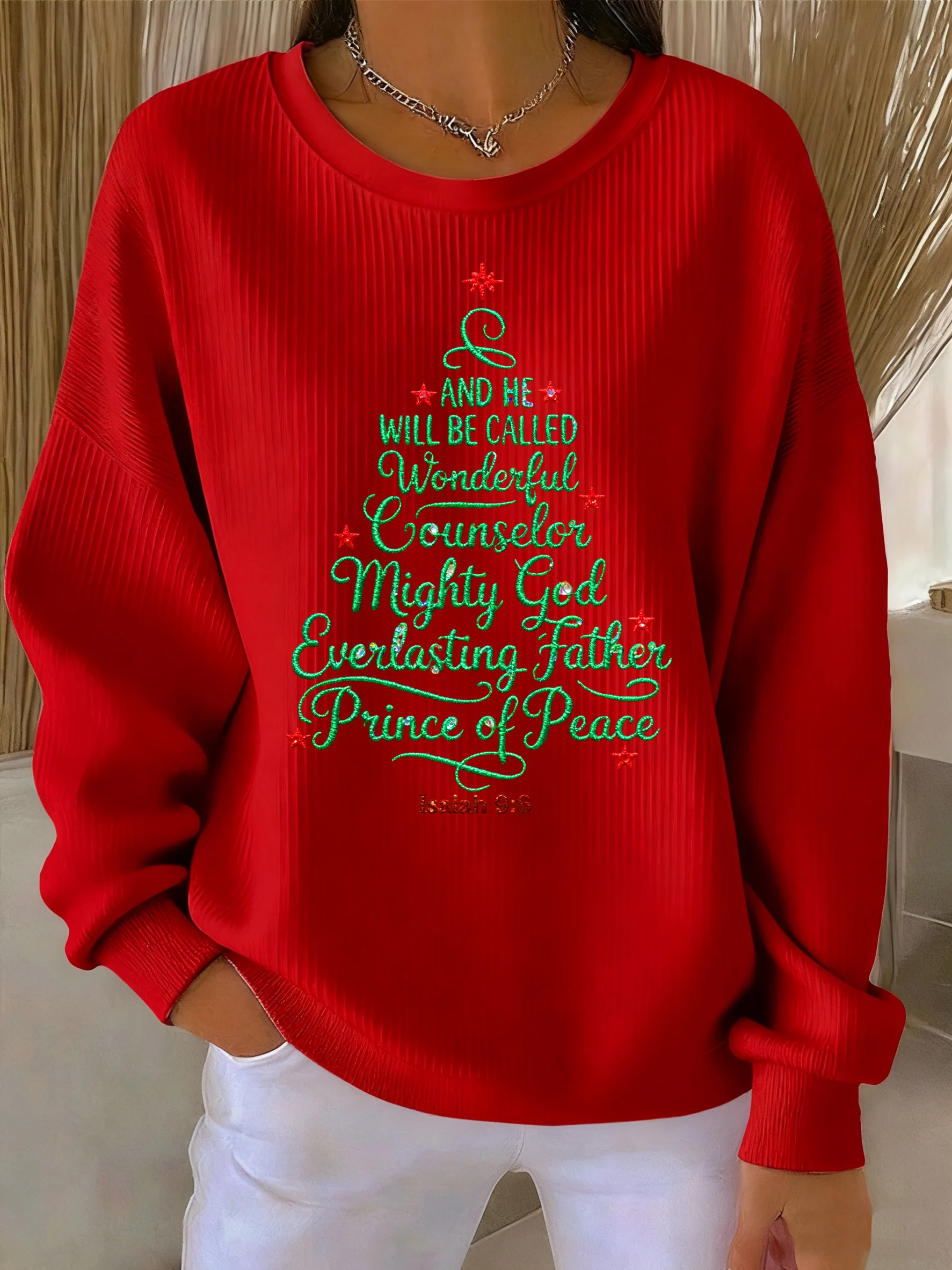 Women's Autumn Christmas Printed Crew Neck Top