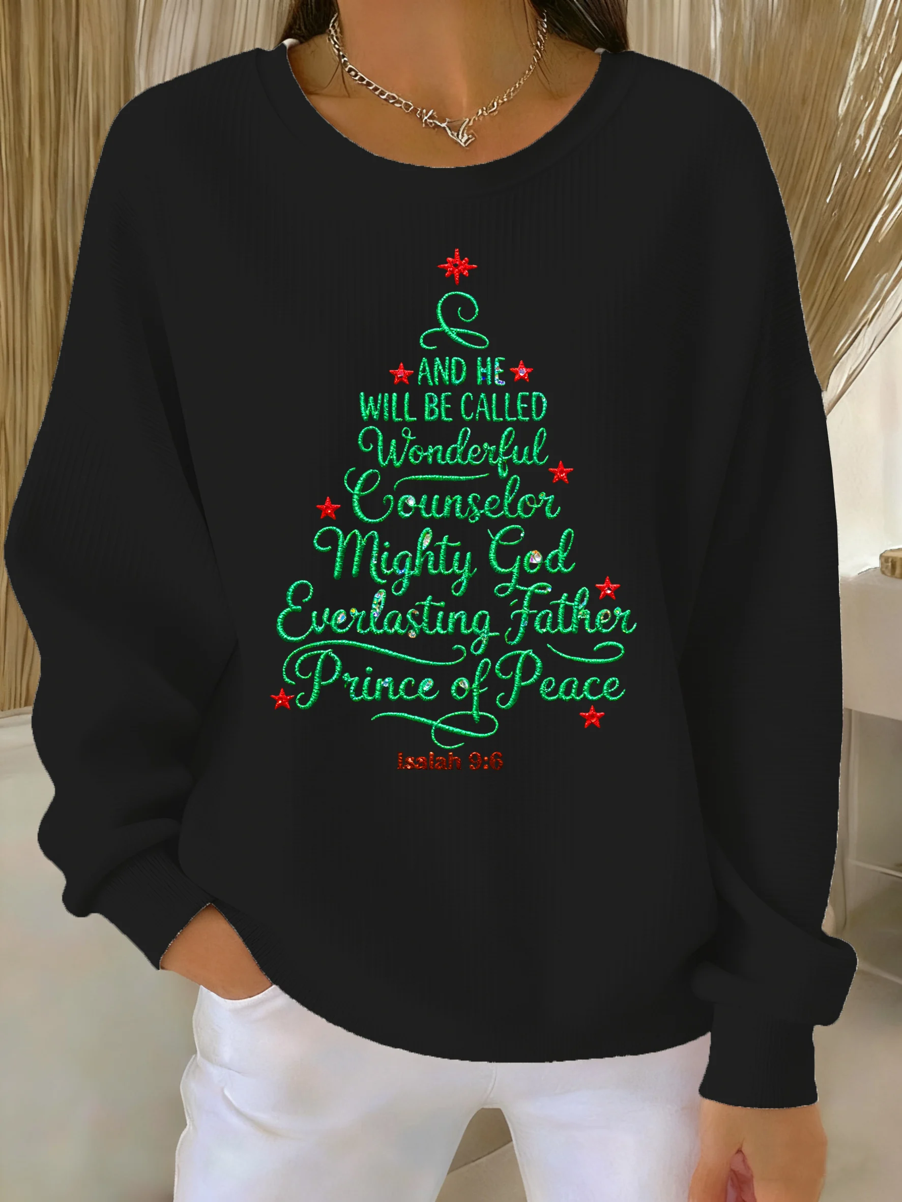 Women's Autumn Christmas Printed Crew Neck Top