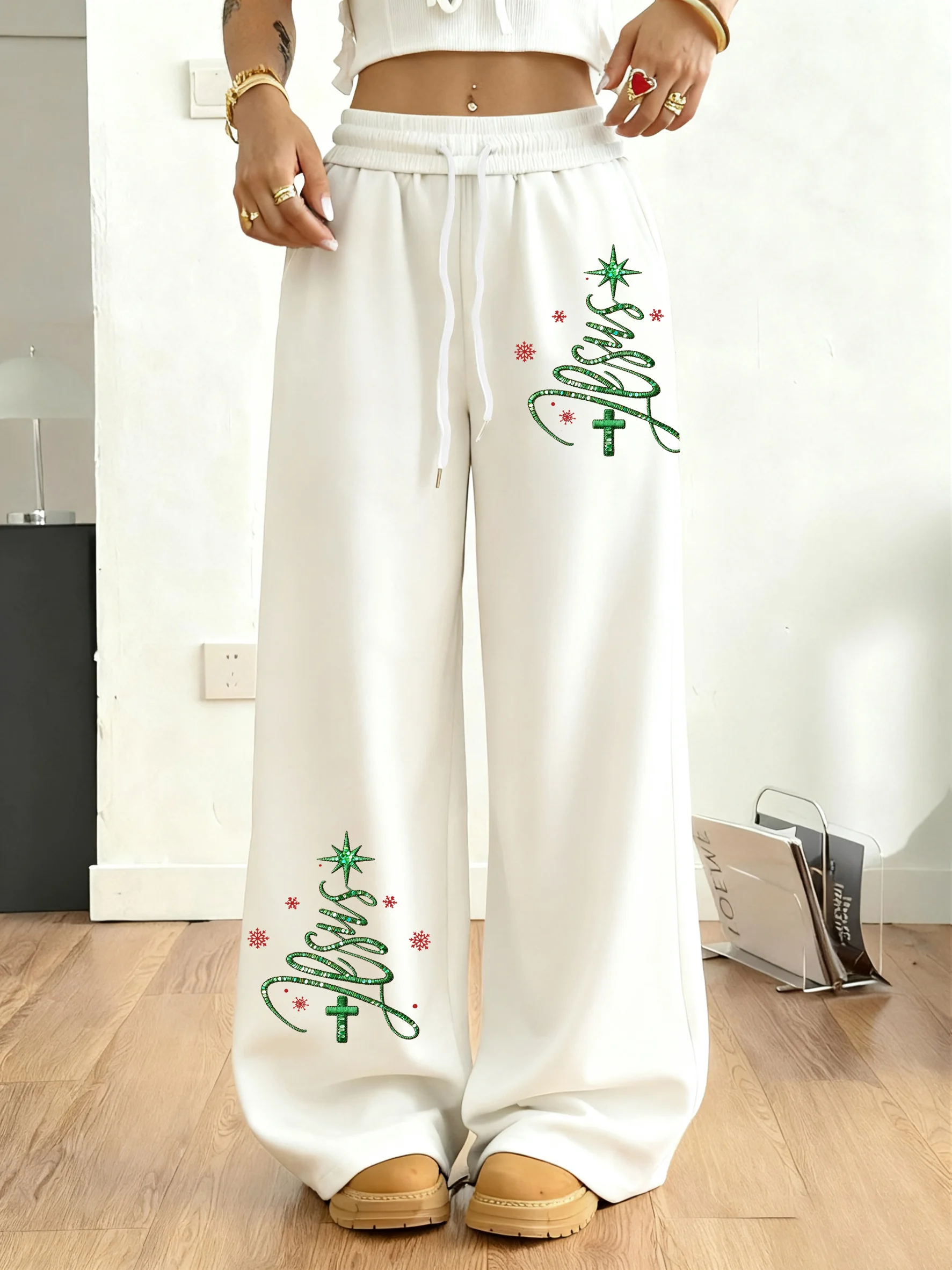 Women's Casual Christmas Jesus Fleece-Lined Sweatpants