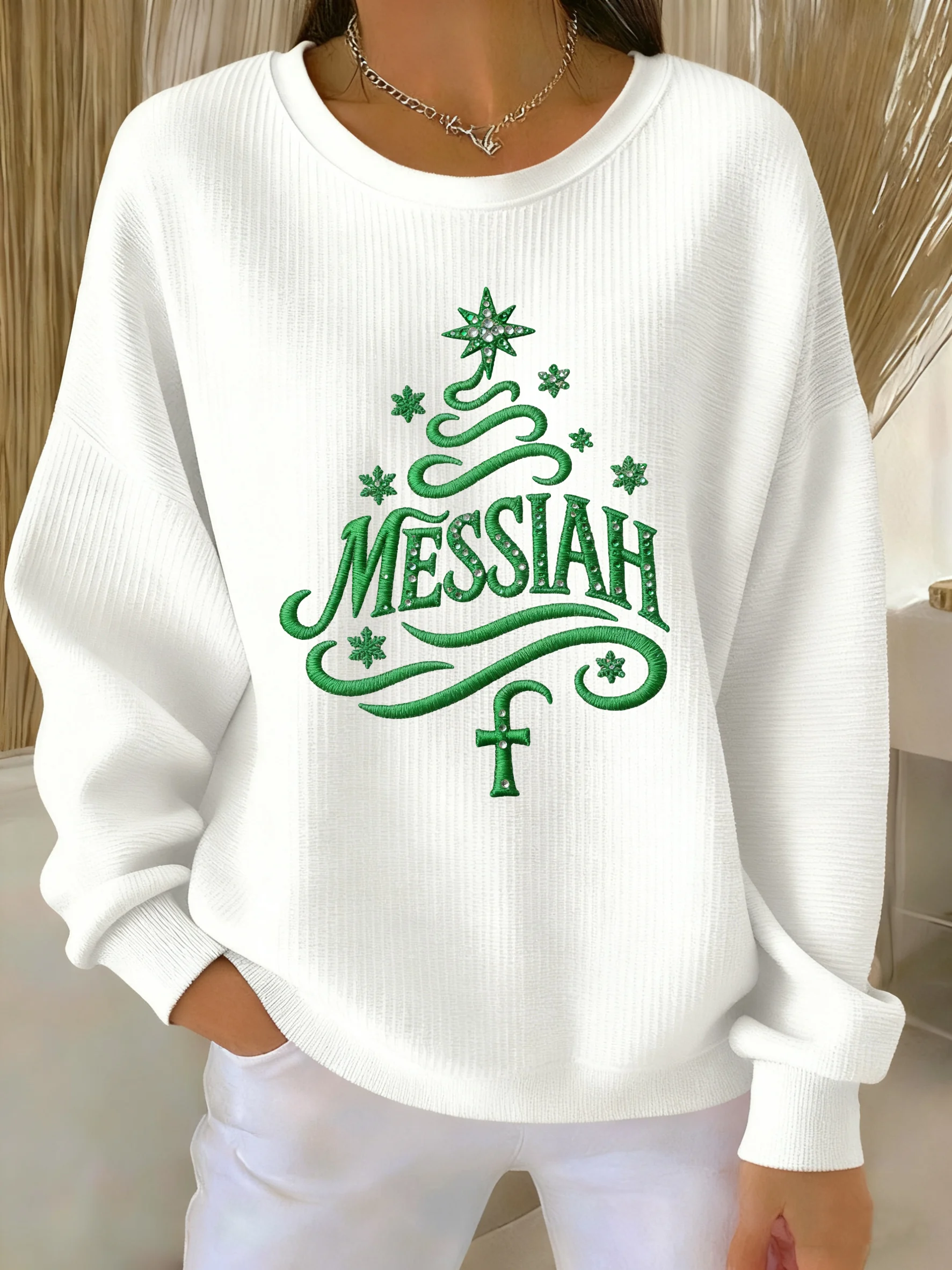 Women's Autumn Christmas Printed Crew Neck Top