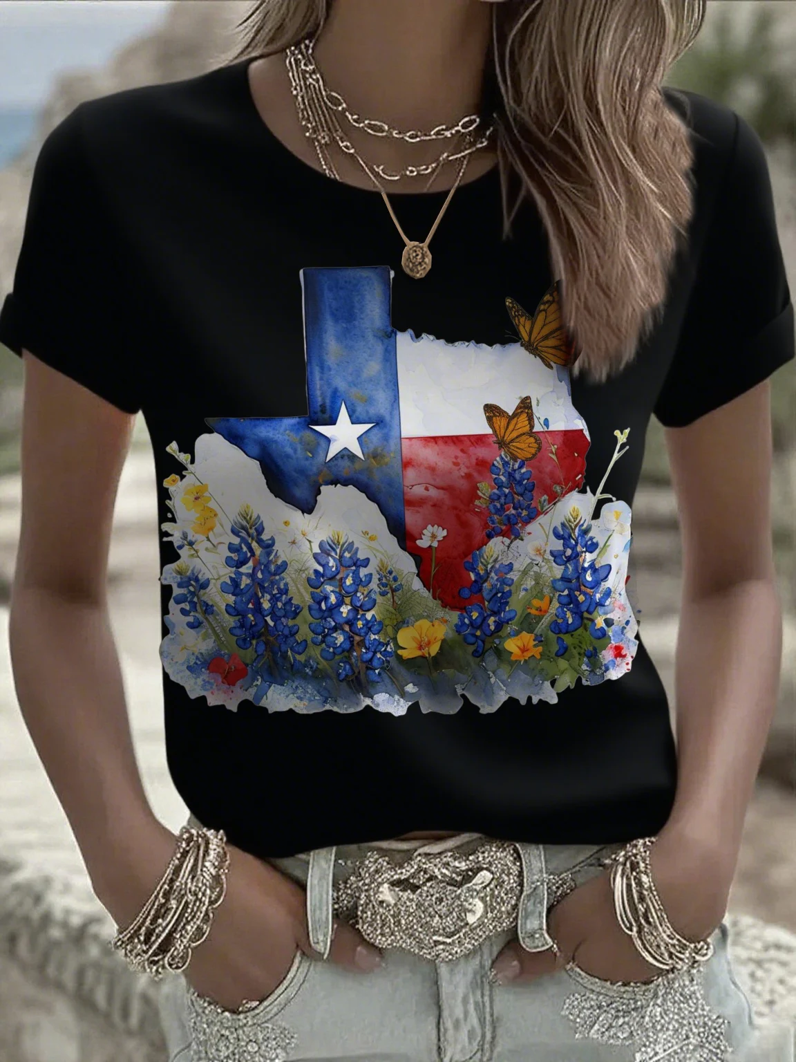 Women's Casual Retro Texas T-Shirt