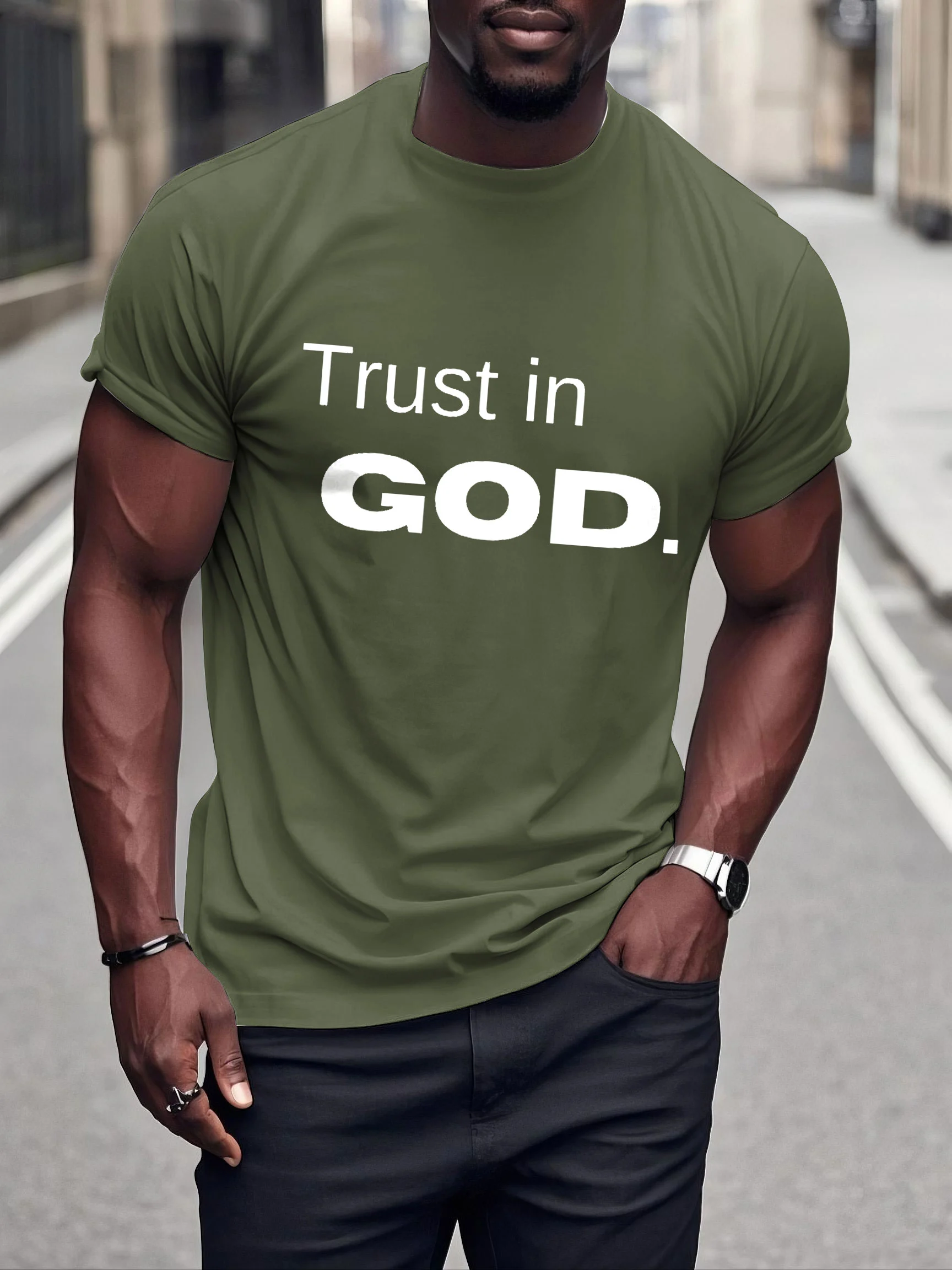 Men's Black Printed Short Sleeve T-shirt