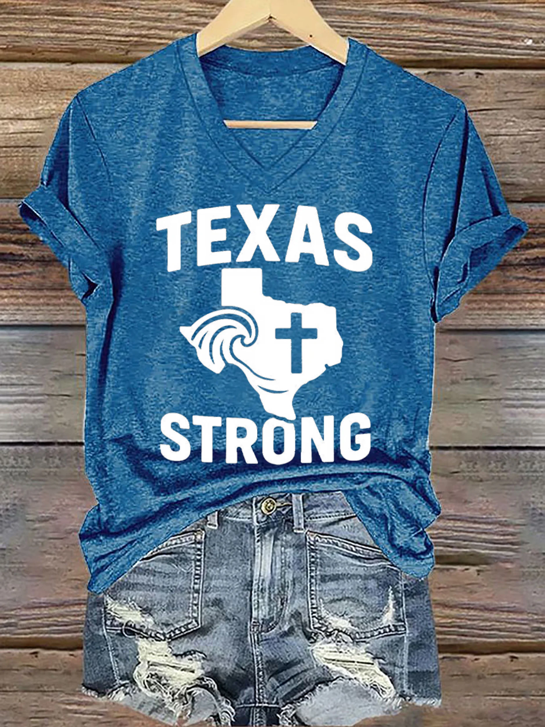 Women's Texas Strong Printed Short-Sleeved T-Shirt