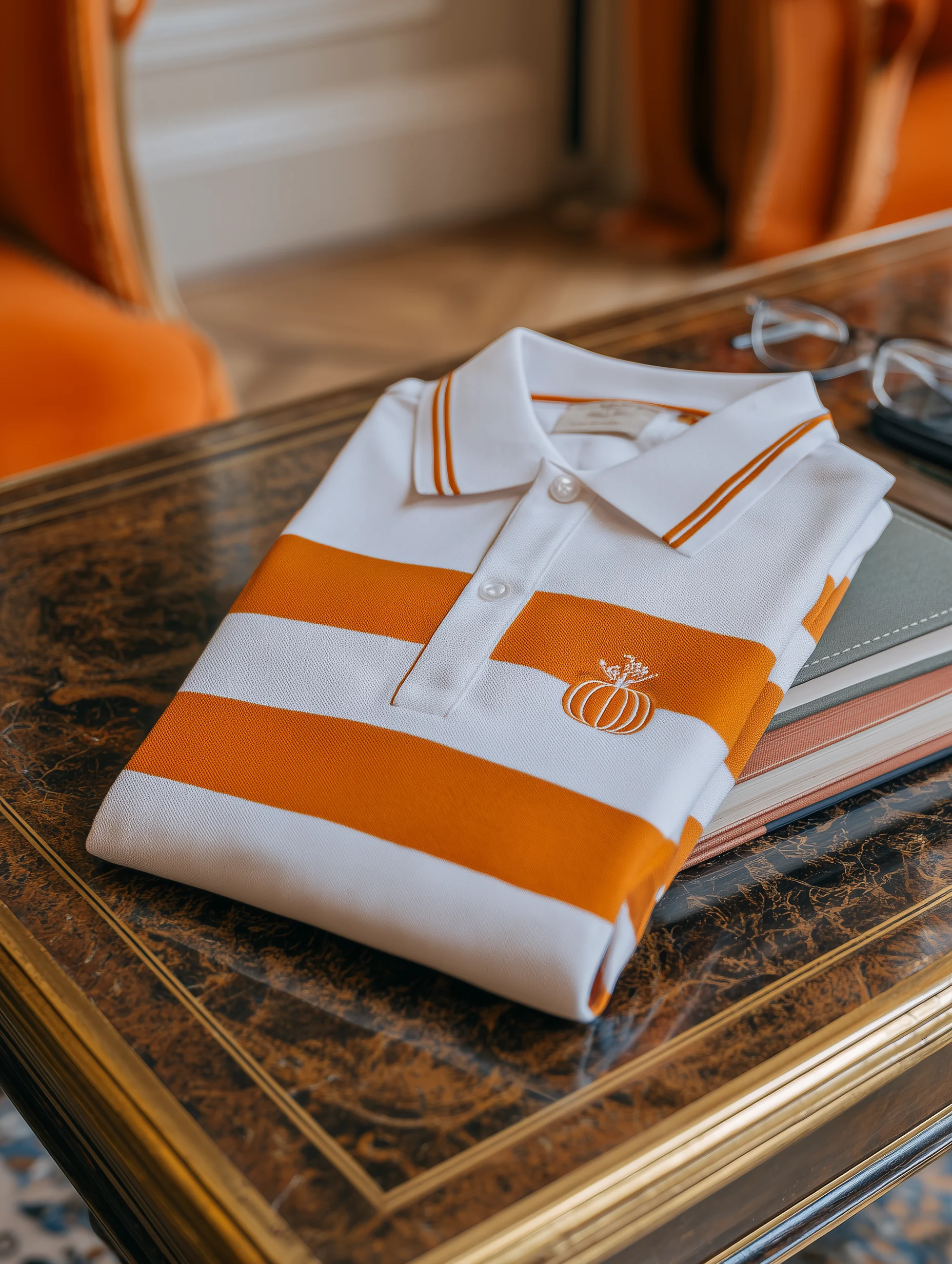 Men's Offline Business Autumn Pumpkin Contrast Polo