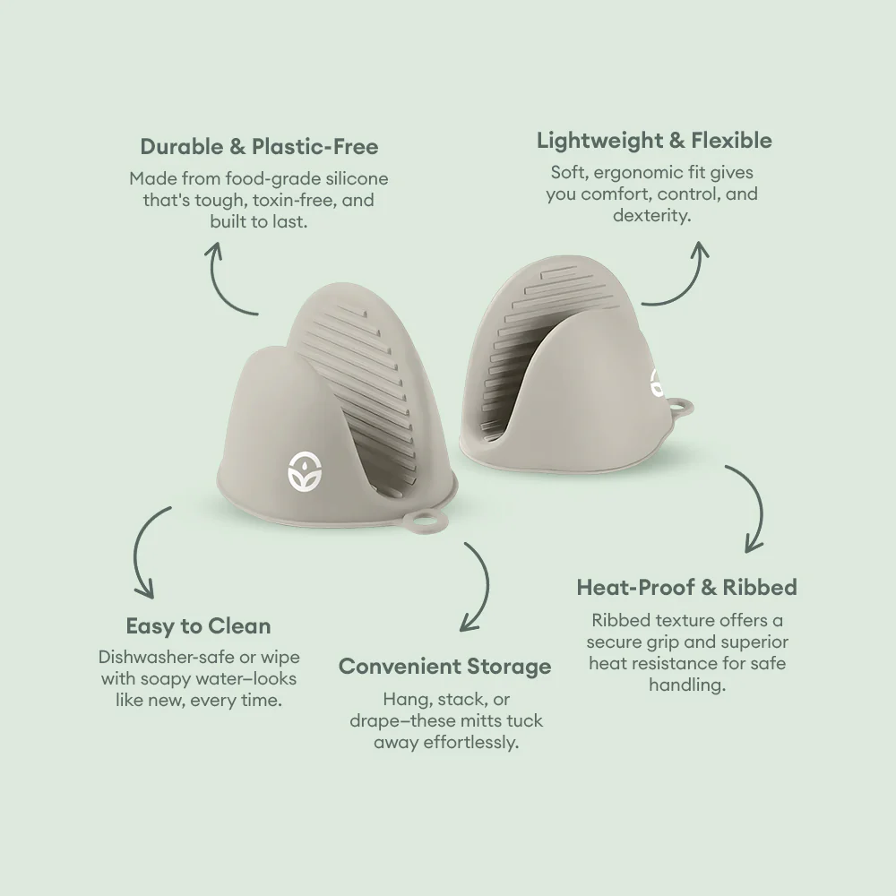 No-Tox Silicone Oven Mitt Set - Gray