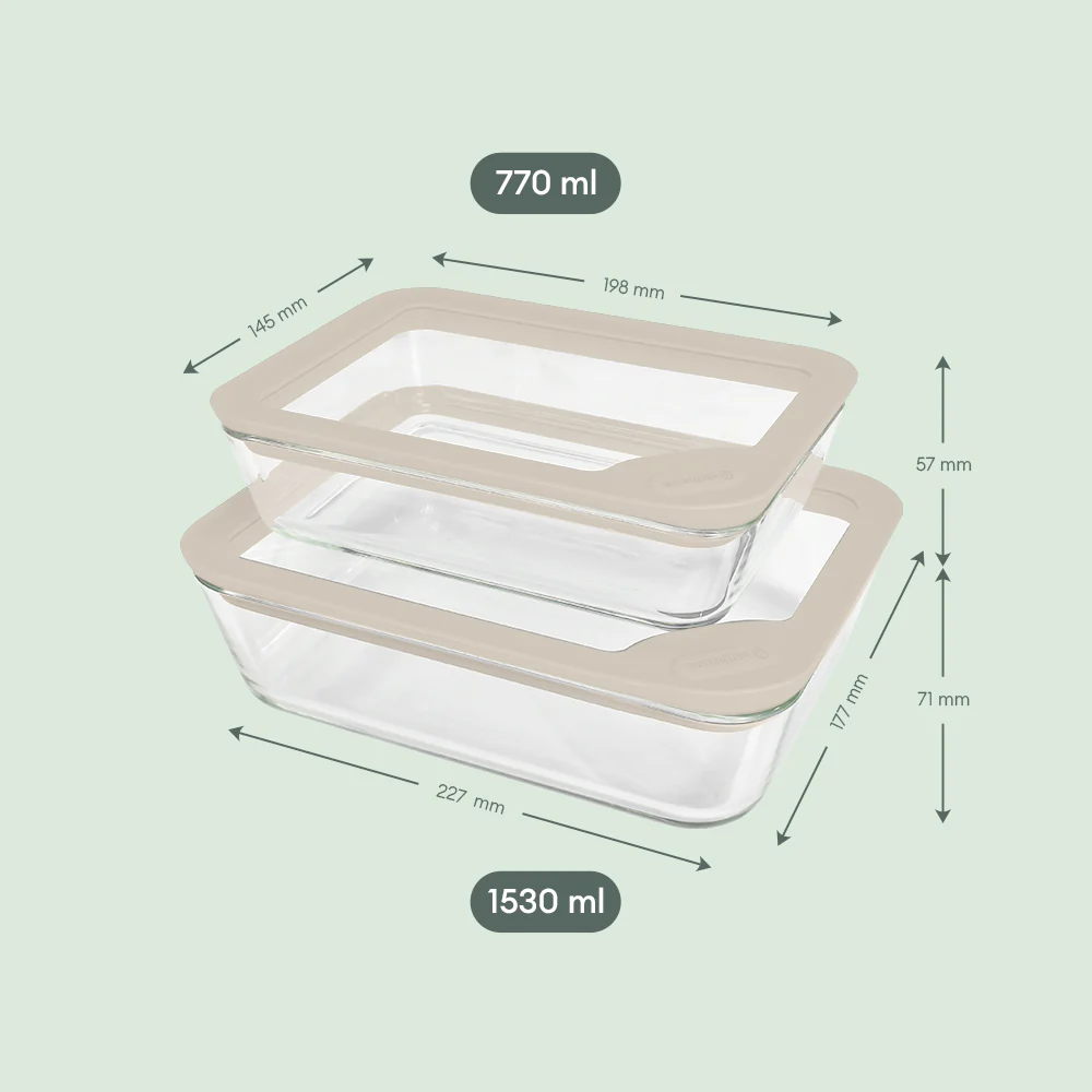 Glass Food Storage Containers - Rectangle (770ml)