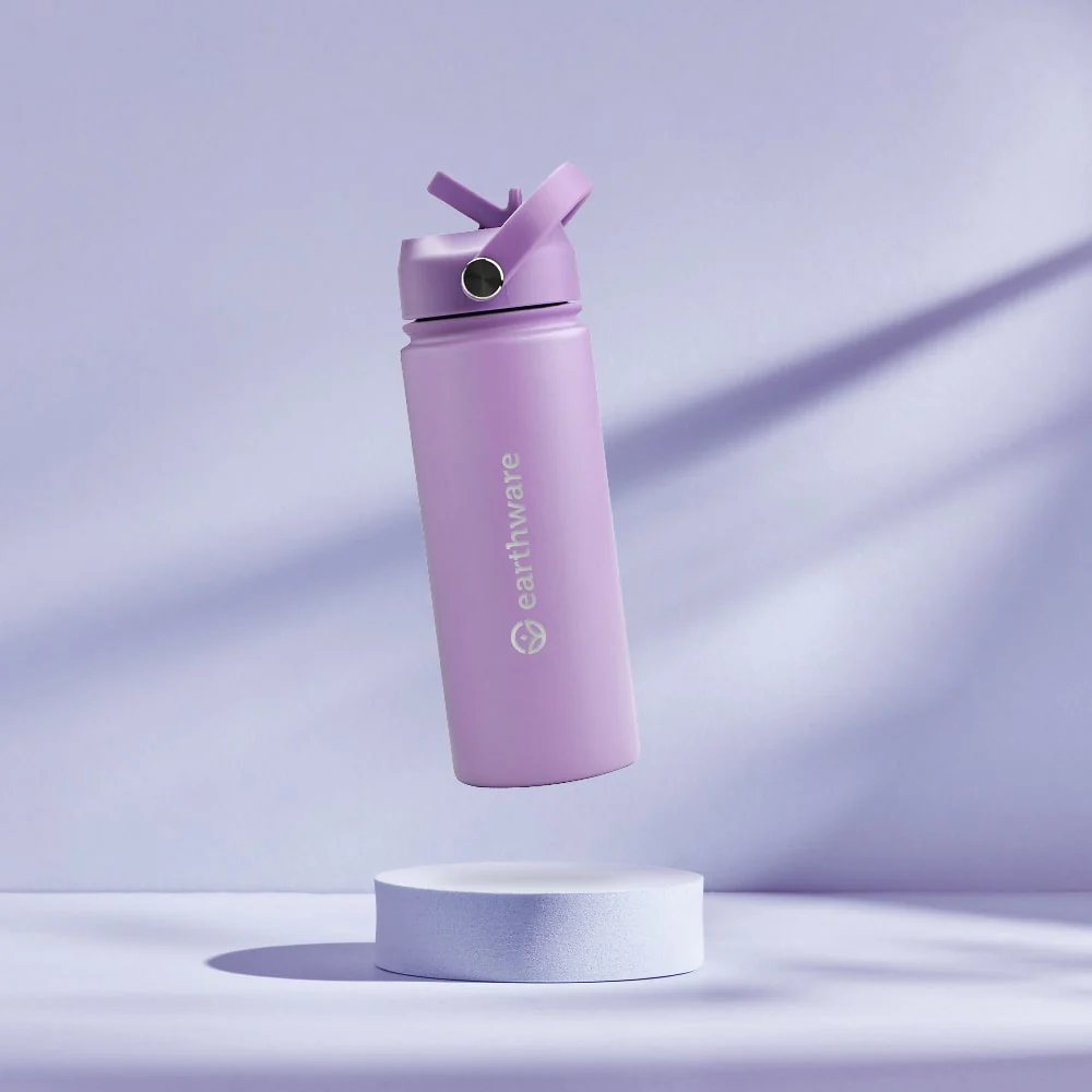 Earth Bottle Premium Insulated Water Bottle with 2 x Caps - Purple (550ml)