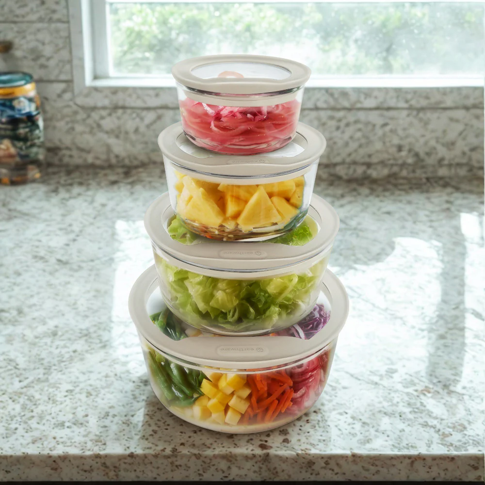 Glass Food Storage Containers - Circle - 4 Pack