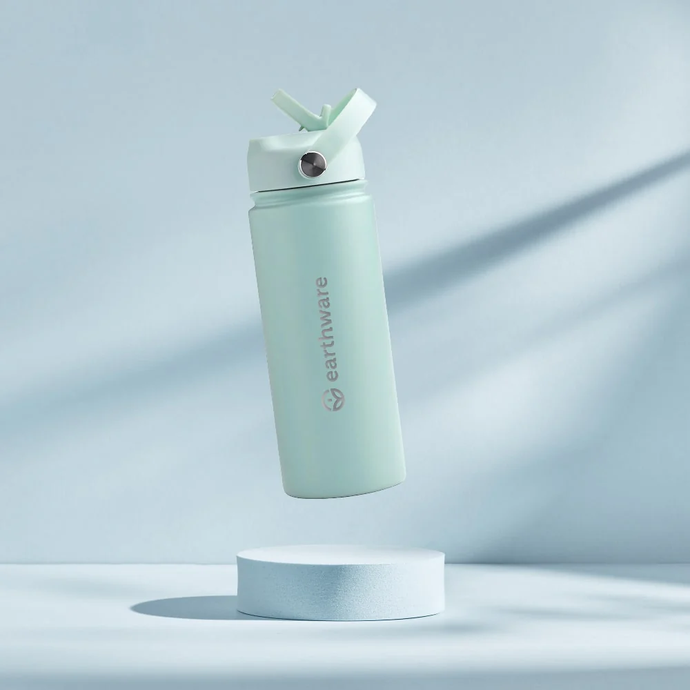 Earth Bottle Premium Insulated Water Bottle with 2 x Caps - Mint (550ml)