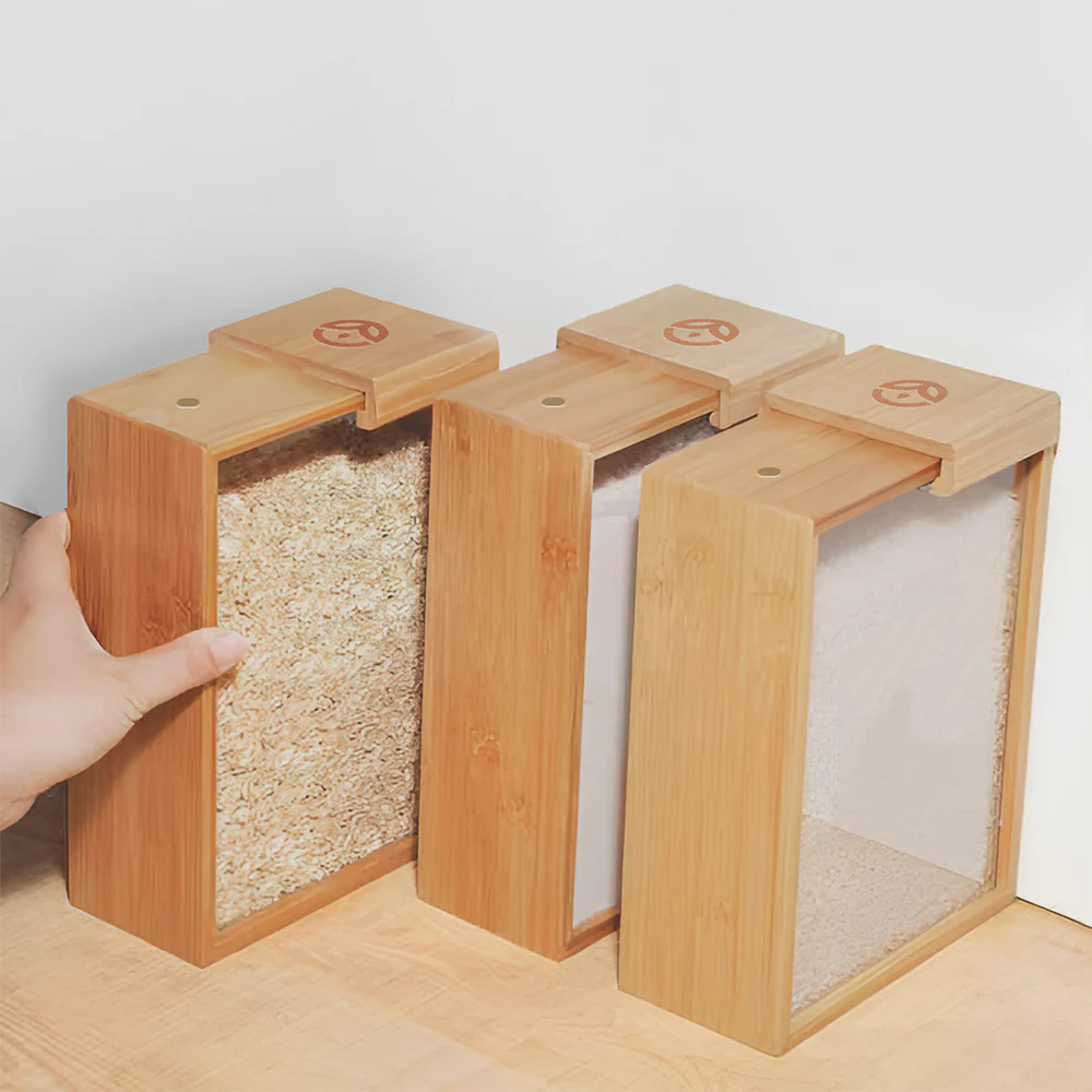 Glass Bamboo Cereal & Dry Food Dispenser - 3 Pack