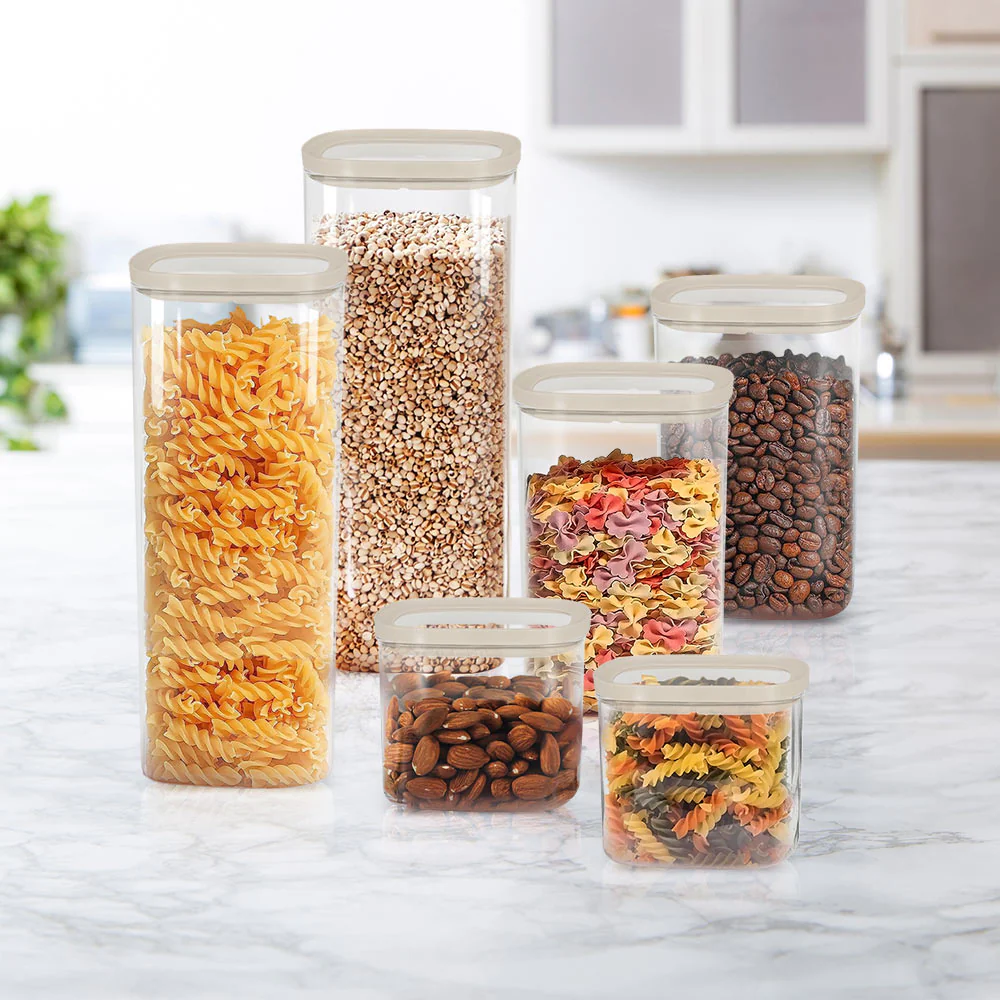 Cube Glass Pantry Storage Jars - 2 Pack (2340ml)