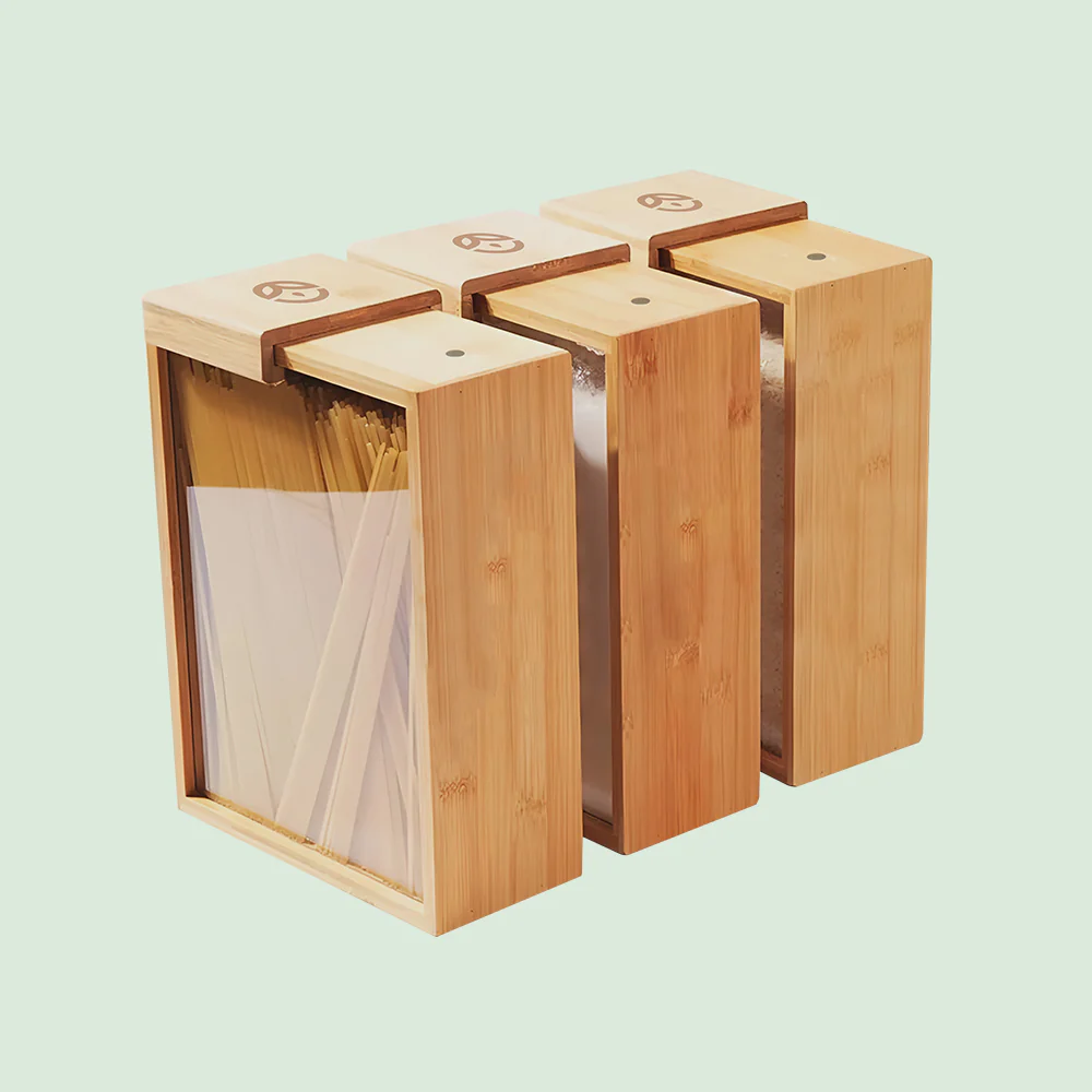 Glass Bamboo Cereal & Dry Food Dispenser - 3 Pack