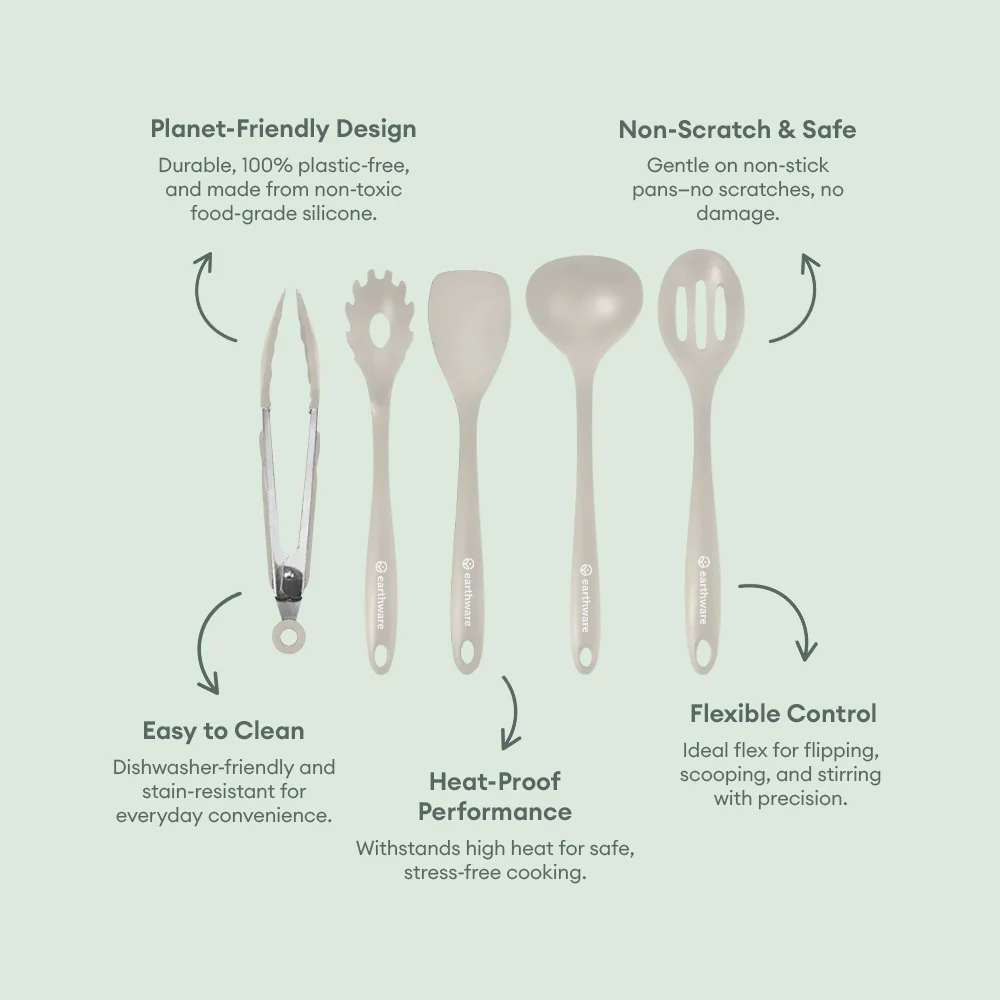 No-Tox Silicone Kitchen Utensils Set - Cooking