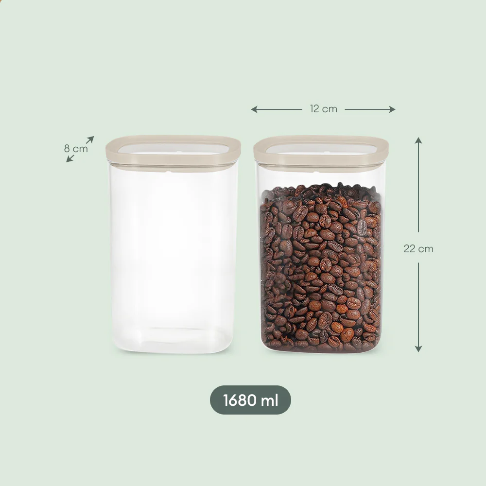 Cube Glass Pantry Storage Jars - 2 Pack (1680ml)