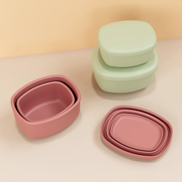 No-Tox Silicone Snack Box - 2 Pack - Pink (200ml + 350ml)