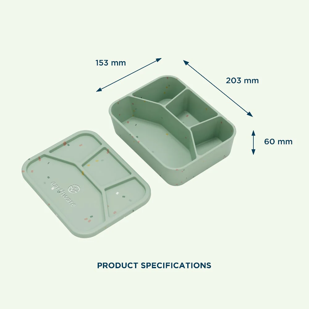 No-Tox Silicone Bento Lunch Box - 4 Compartments - Confetti Beige (1.2L)