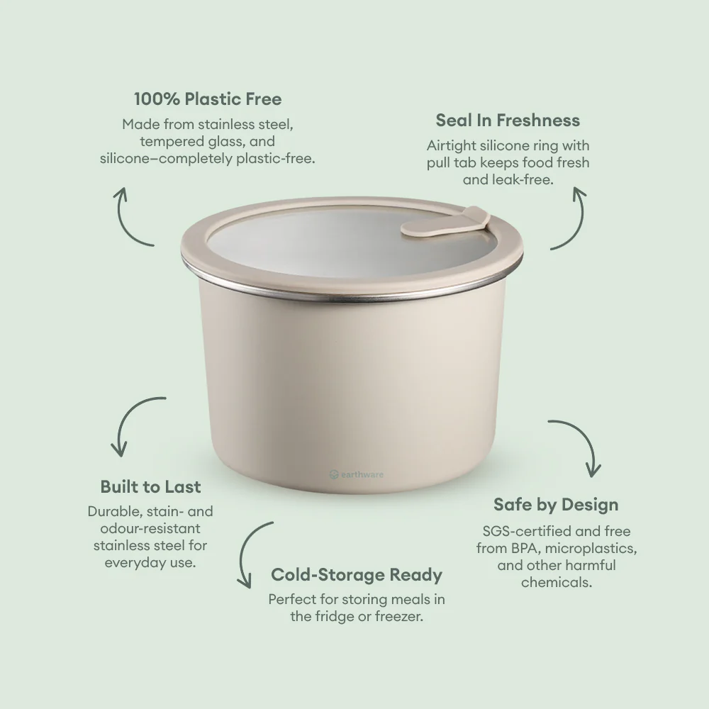 Stainless Steel Food Storage Container - Circle (1500ml)