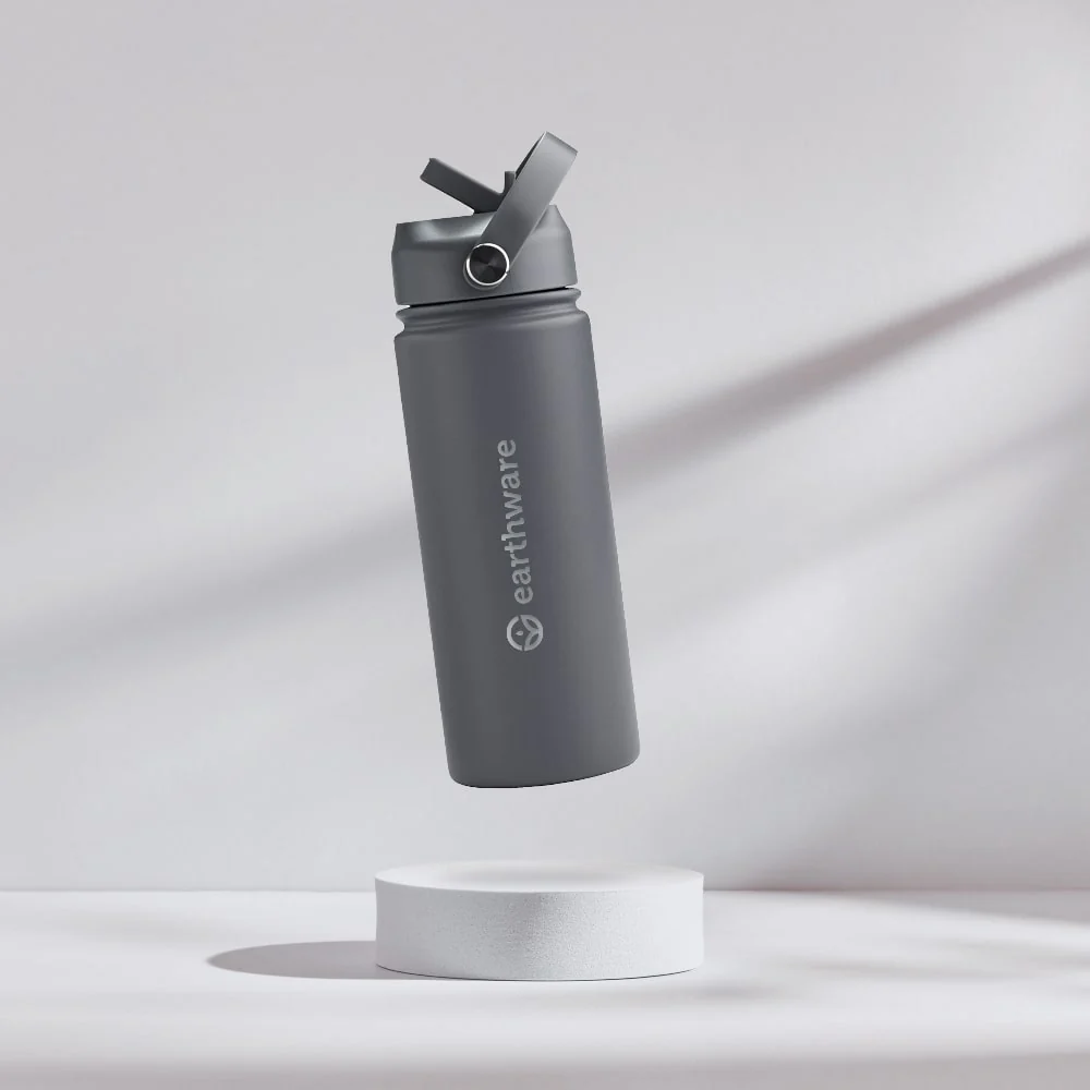 Earth Bottle Premium Insulated Water Bottle with 2 x Caps - Gray (550ml)