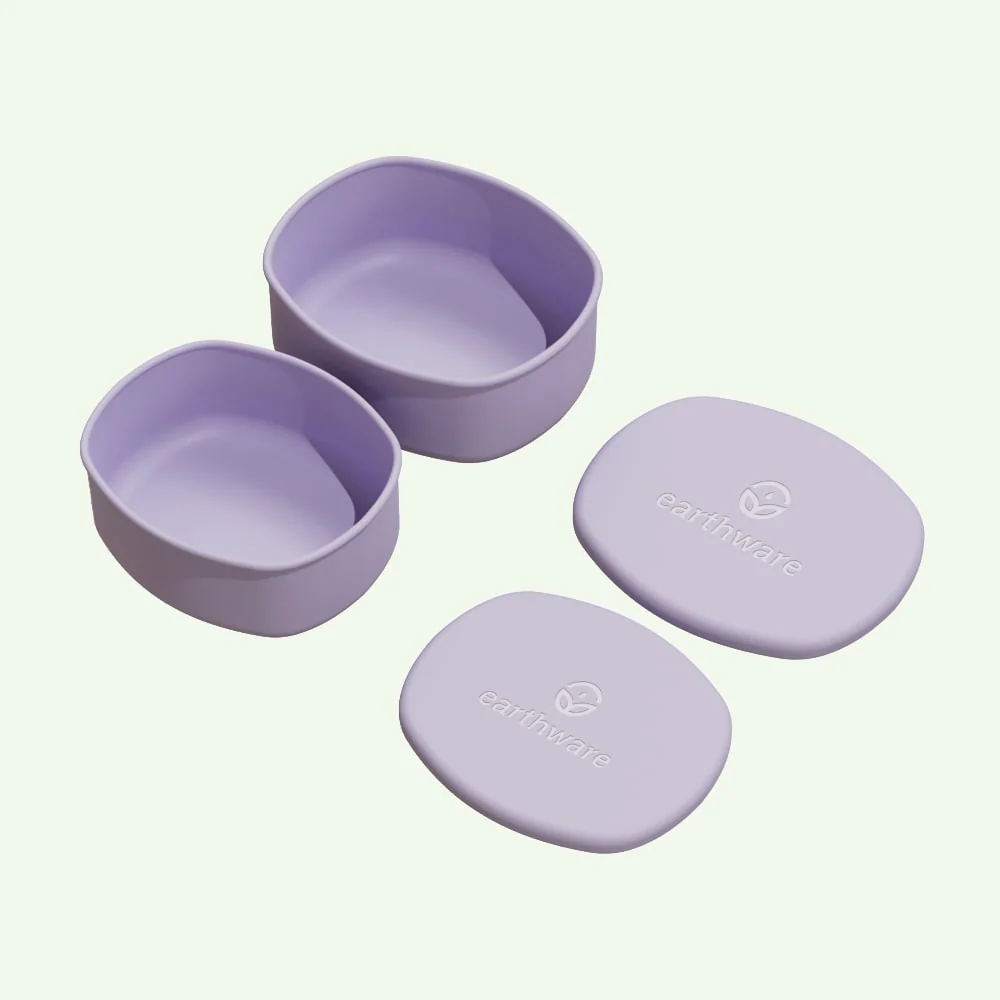 No-Tox Silicone Snack Box - 2 Pack - Purple (200ml + 350ml)