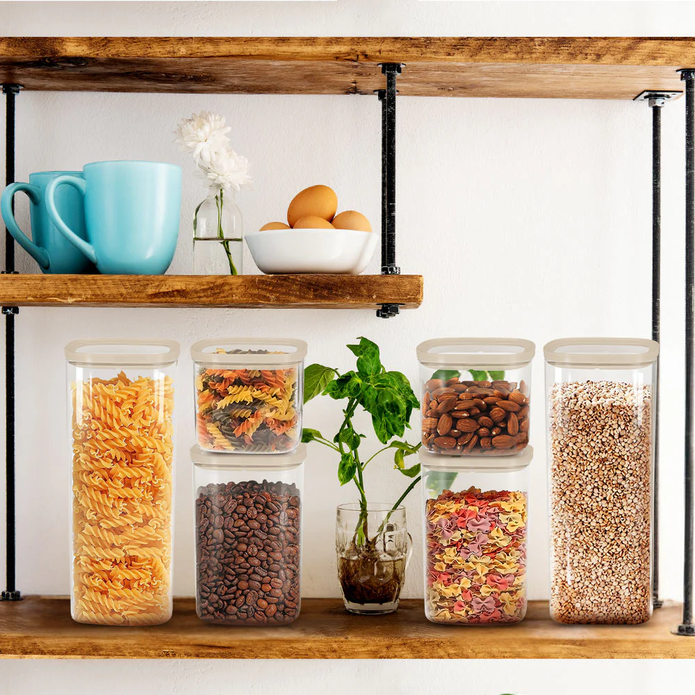 Cube Glass Pantry Storage Jars - 2 Pack (2340ml)