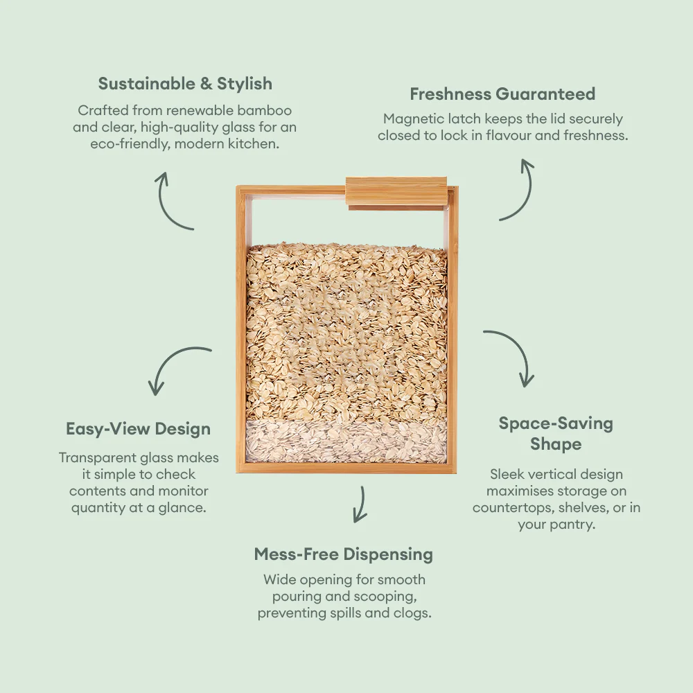 Glass Bamboo Cereal & Dry Food Dispenser - 3 Pack