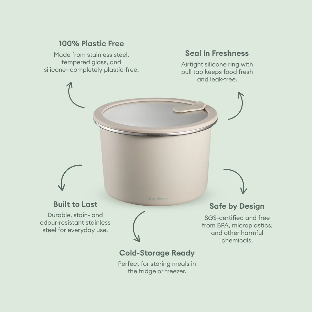 Stainless Steel Food Storage Container - Circle (900ml)