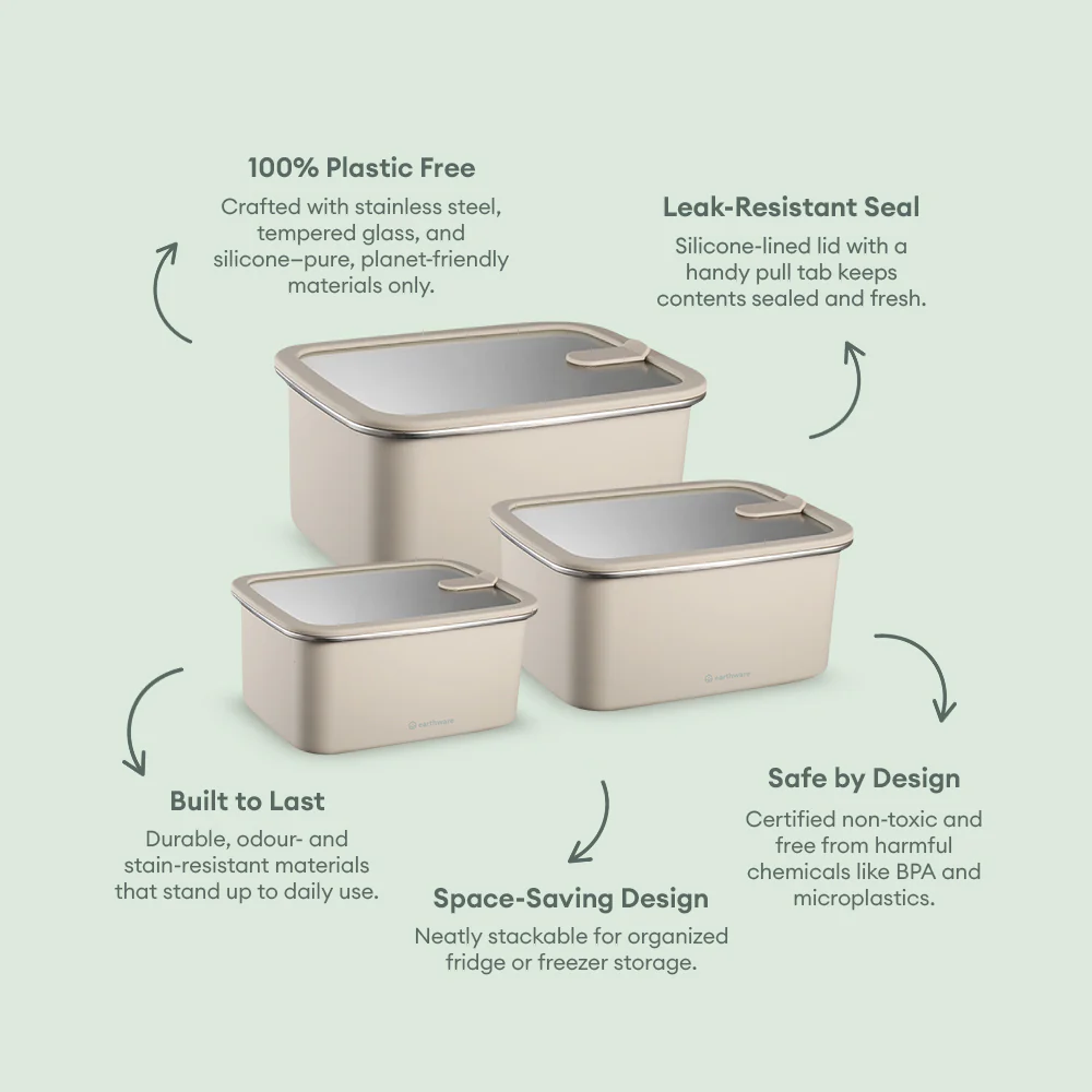 Stainless Steel Food Storage Container - Rectangle - 3 Pack