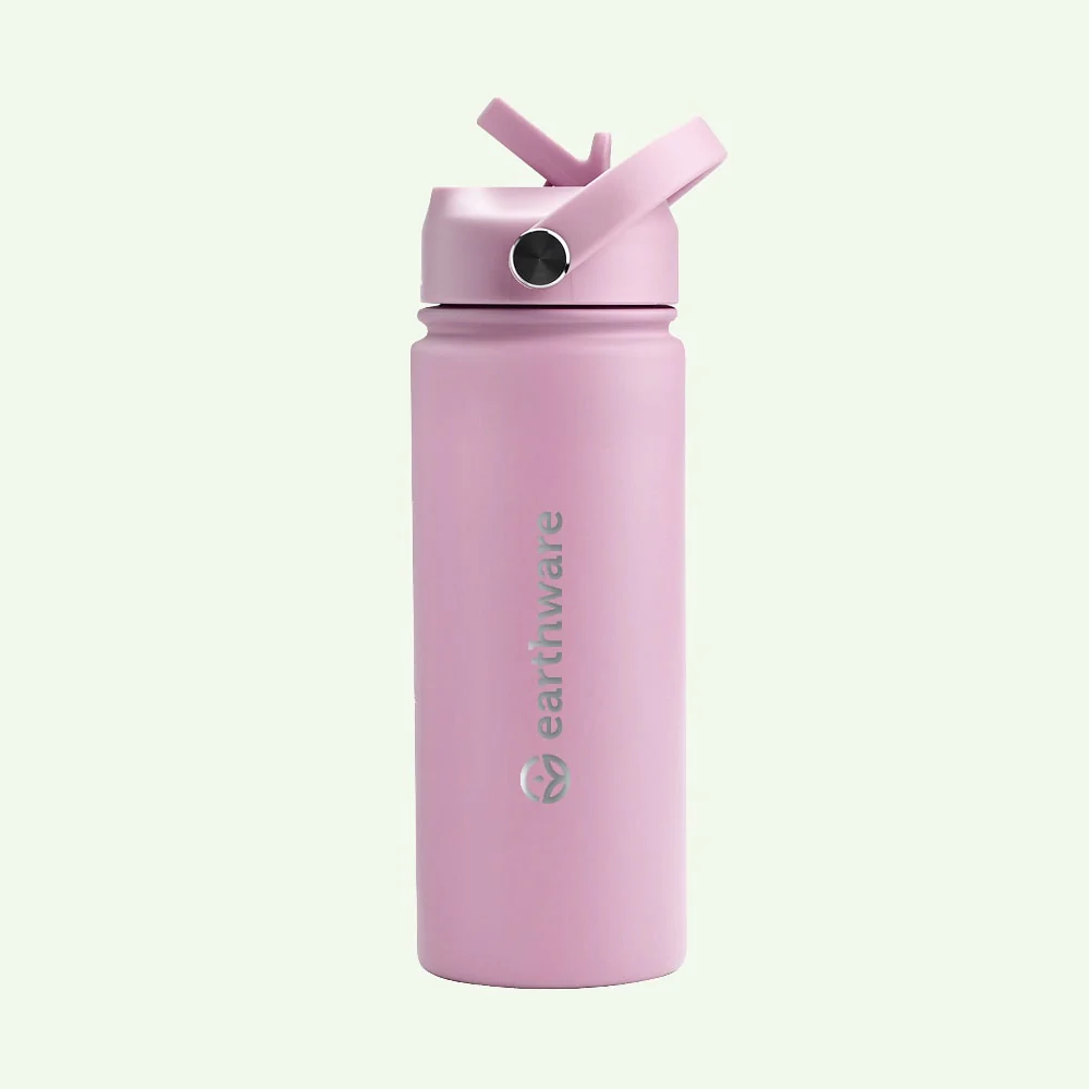 Earth Bottle Premium Insulated Water Bottle with 2 x Caps - Pink (550ml)