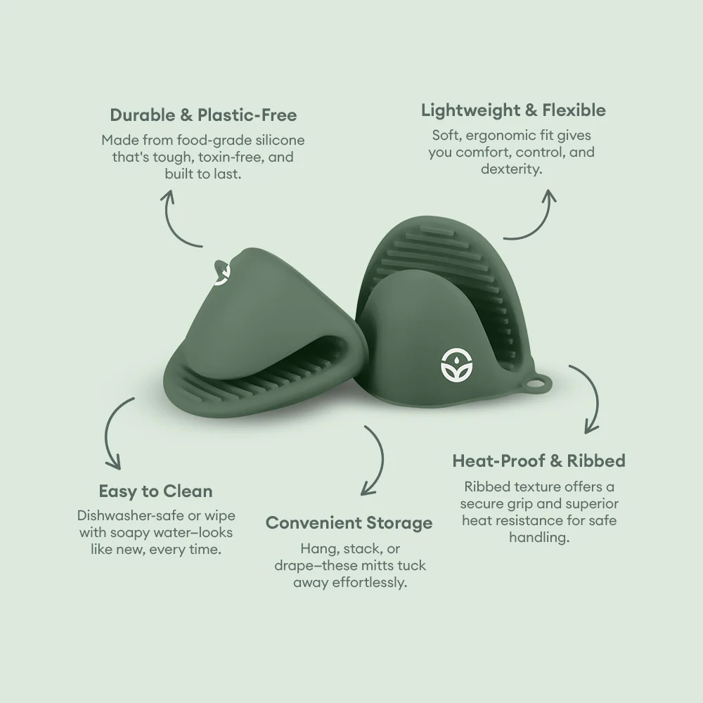 No-Tox Silicone Oven Mitt Set - Green